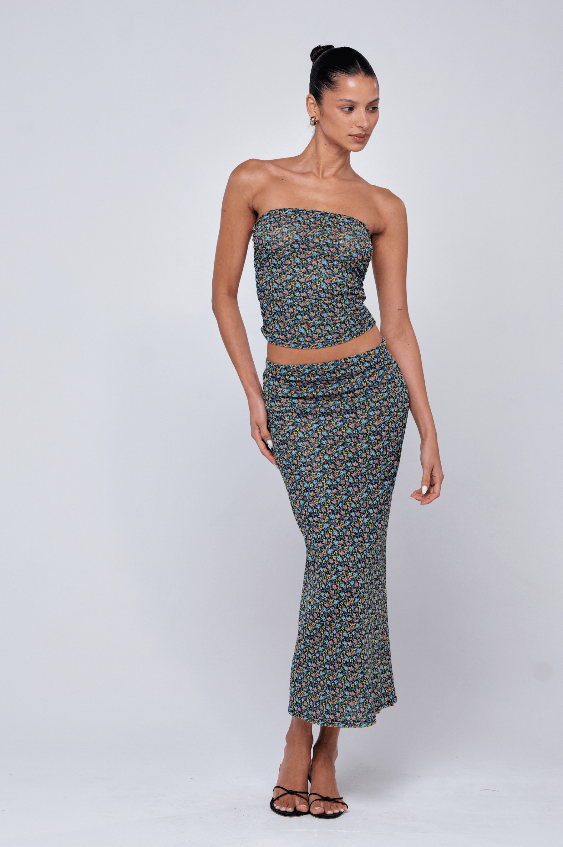 This is an image of Clyde Mesh Skirt in Paros - RESA featuring a model wearing the dress