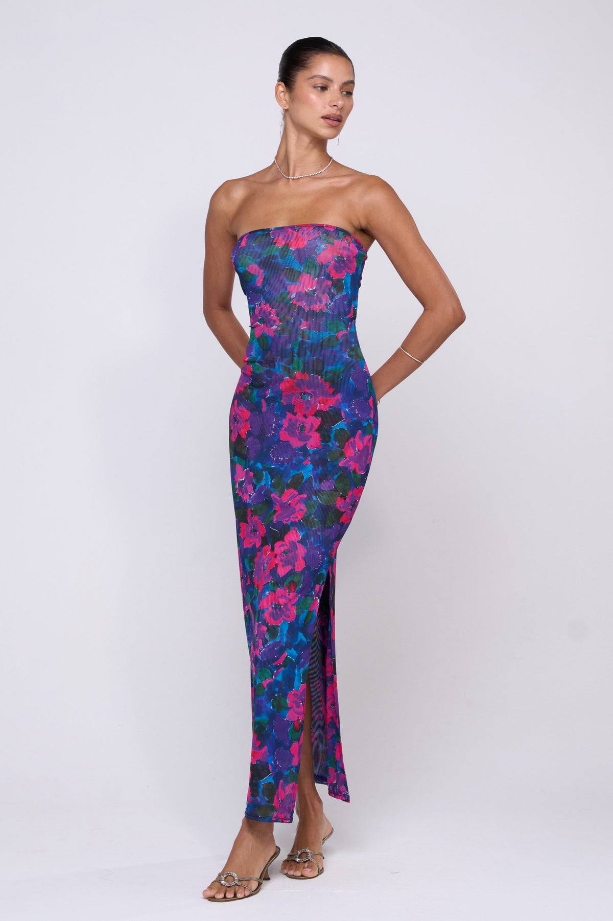 This is an image of Demi Mesh Dress in Lanai - RESA featuring a model wearing the dress