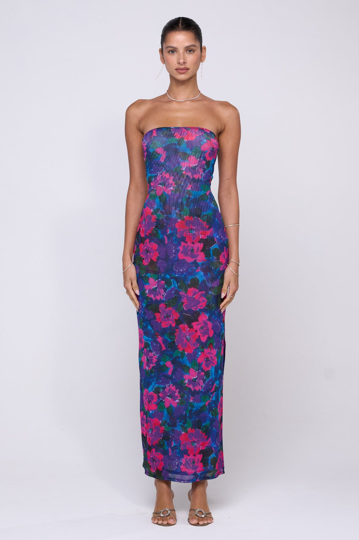This is an image of Demi Mesh Dress in Lanai - RESA featuring a model wearing the dress