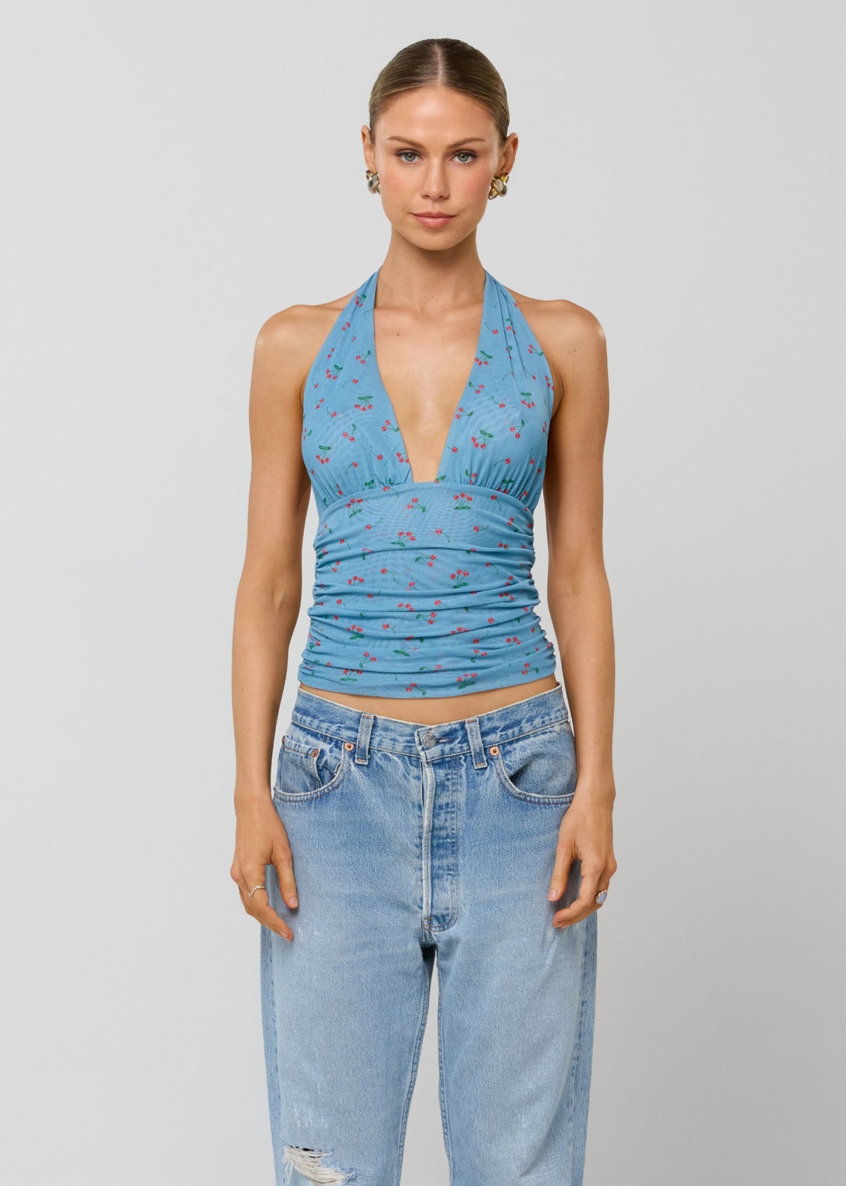 This is an image of Dena Top in Fizz - RESA featuring a model wearing the dress