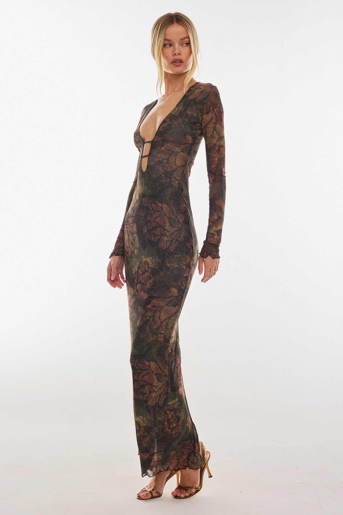 This is an image of Esme Dress in Autumn - RESA featuring a model wearing the dress