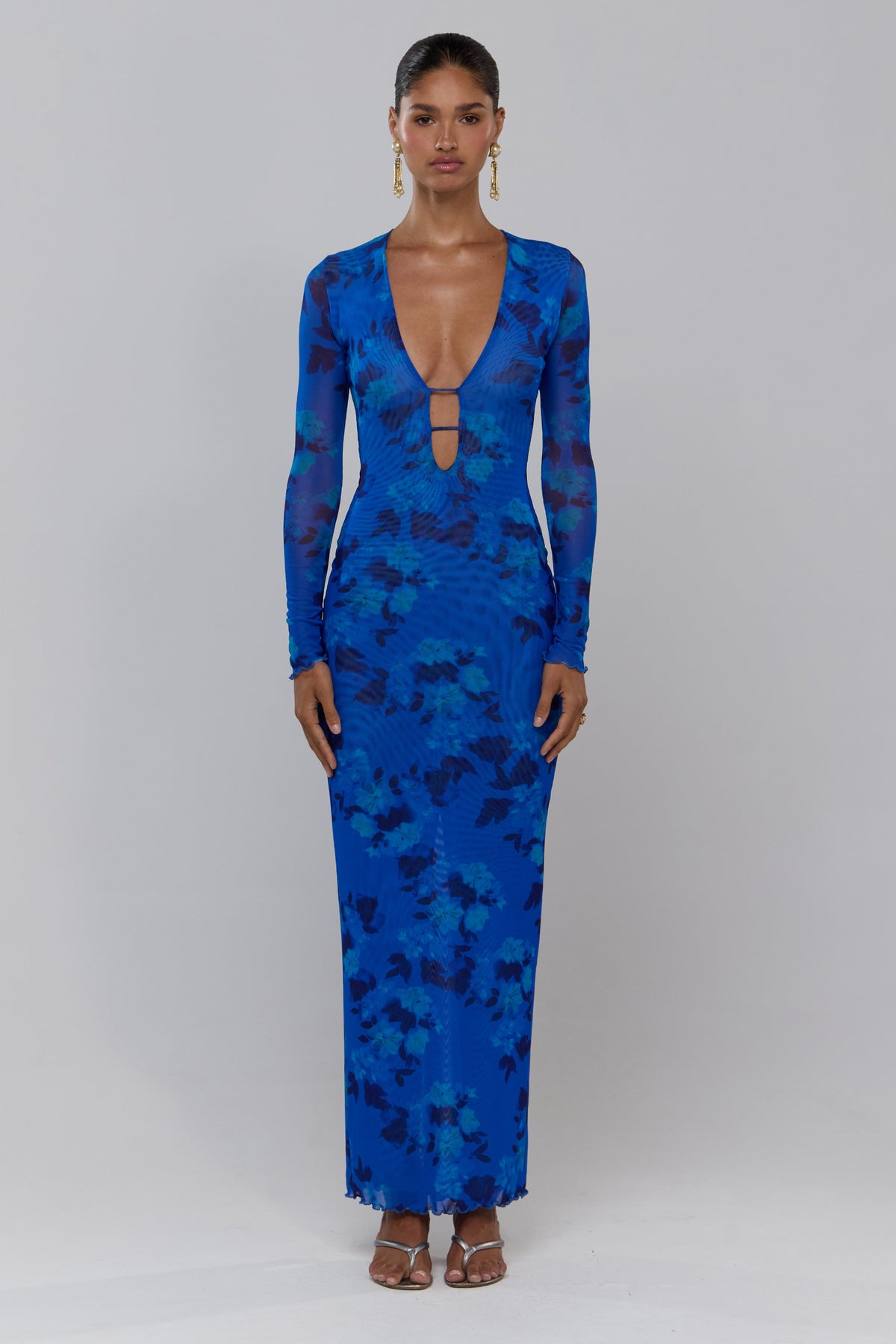 This is an image of Esme in Azul - RESA featuring a model wearing the dress