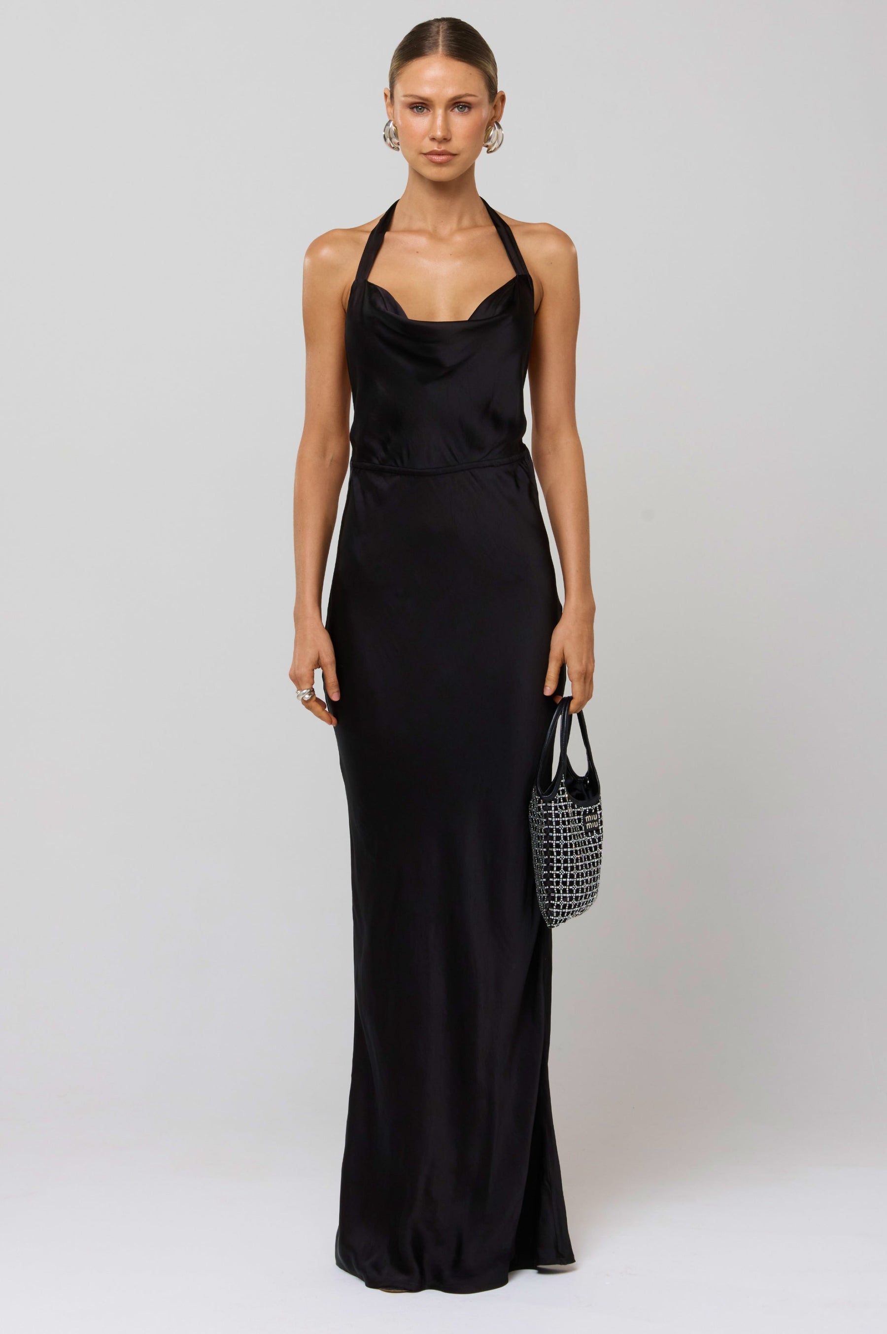 This is an image of Fiona Dress in Black - RESA featuring a model wearing the dress