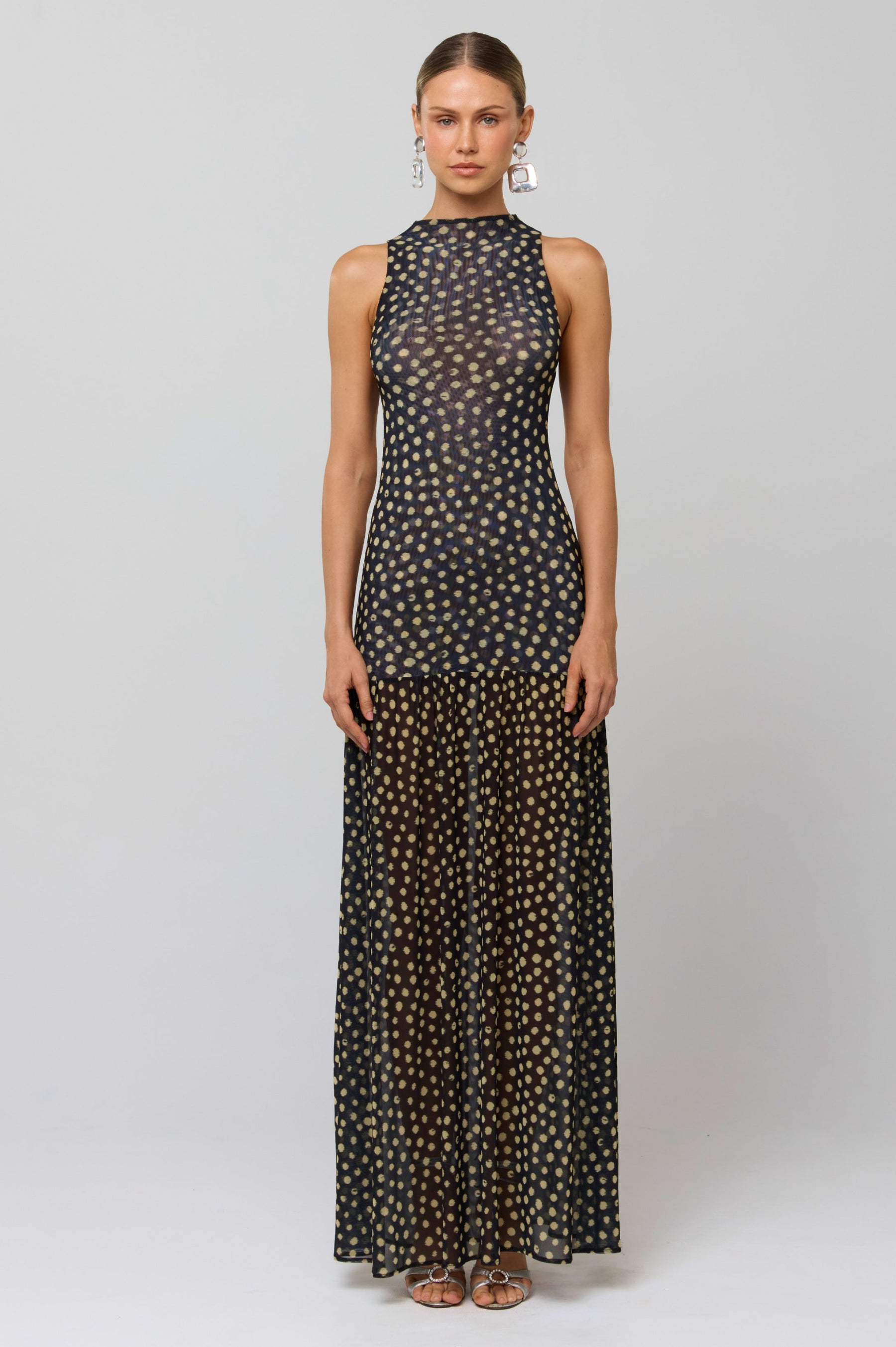 This is an image of Frida Dress in Celeste - RESA featuring a model wearing the dress