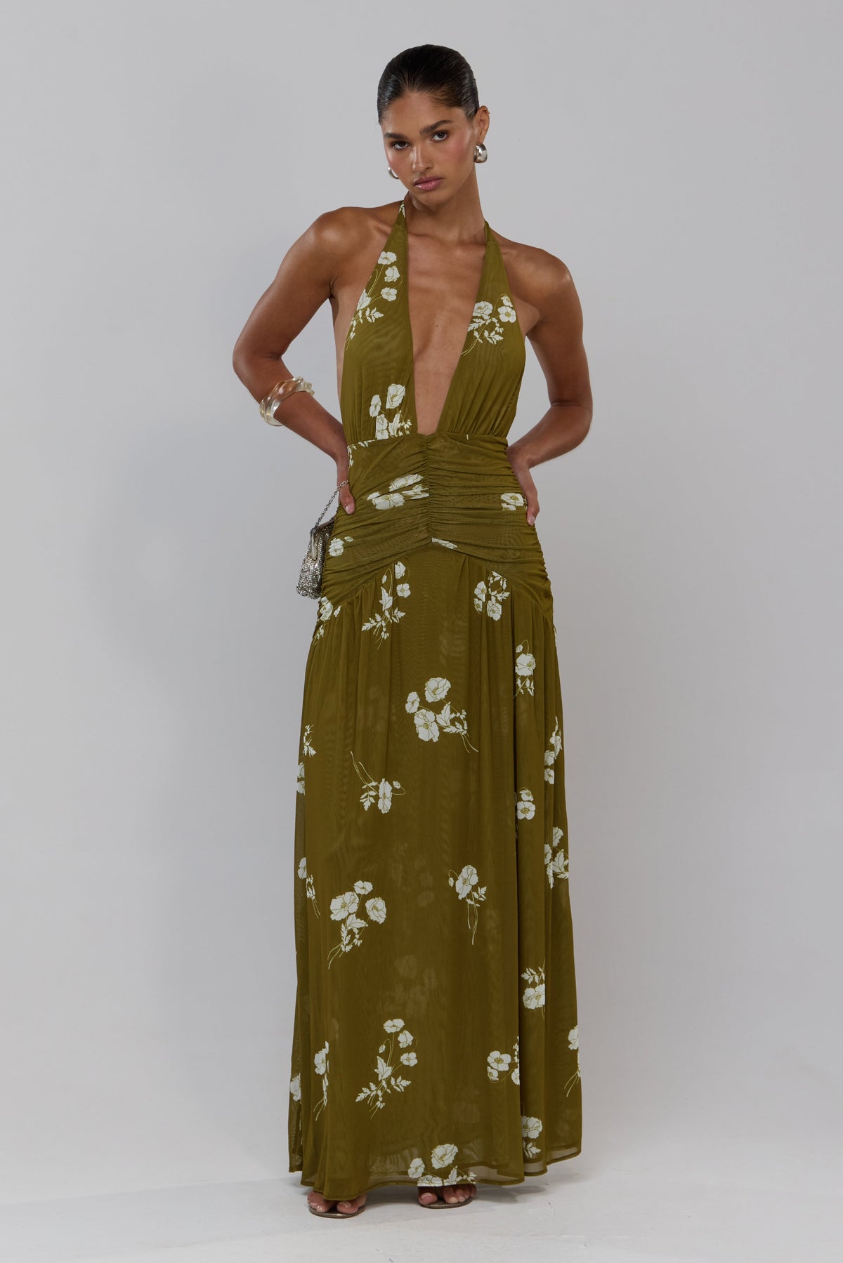 This is an image of Grace in Moss - RESA featuring a model wearing the dress