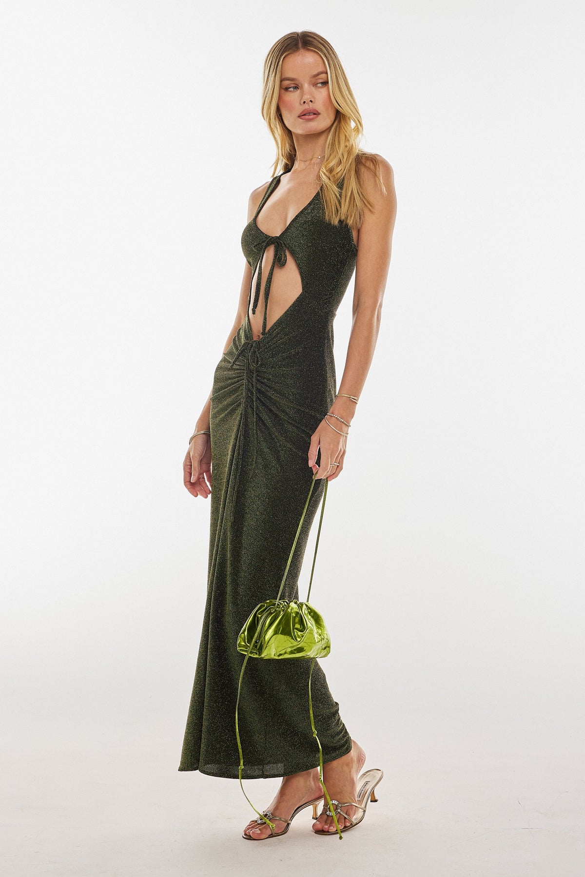 This is an image of Ivy Dress in Peridot - RESA featuring a model wearing the dress