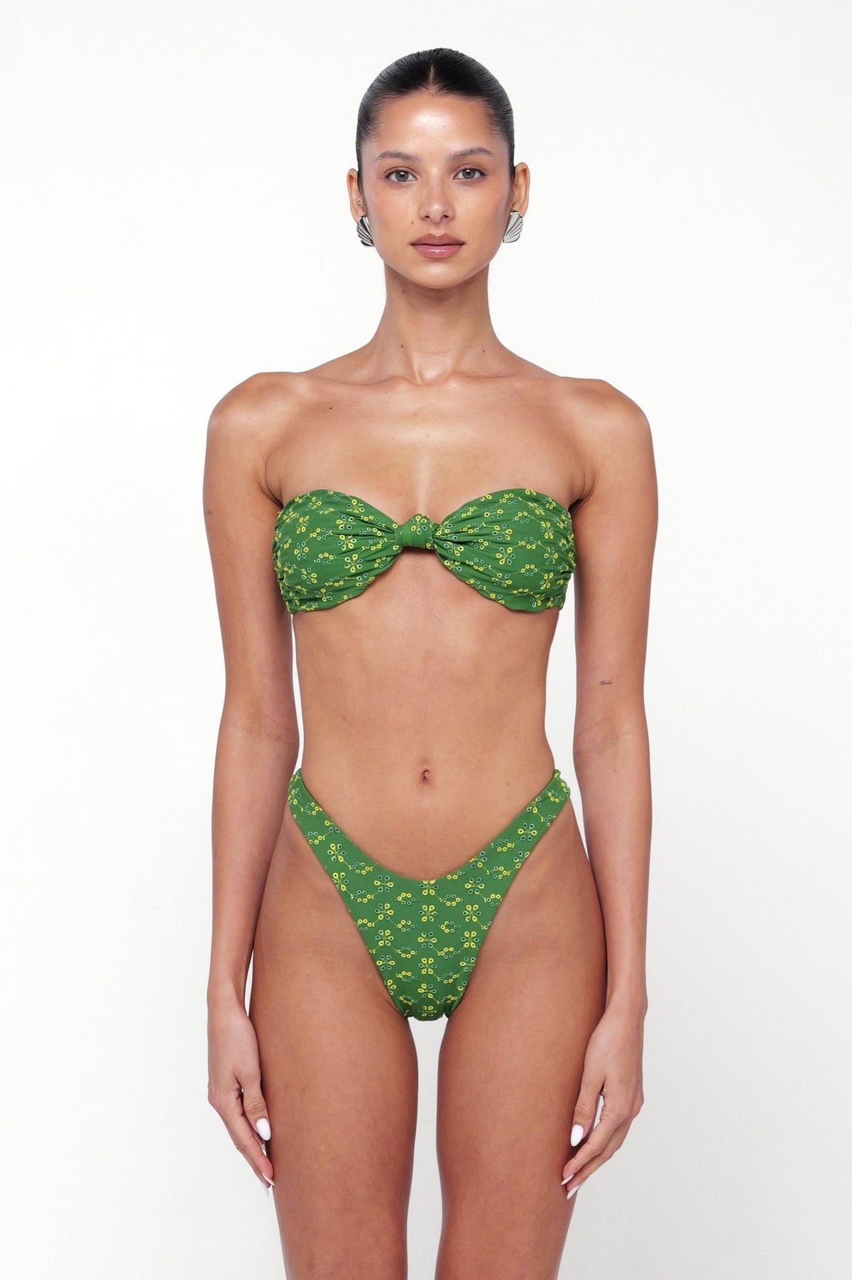 This is an image of Joey Bikini Bottom in Clover - RESA featuring a model wearing the dress