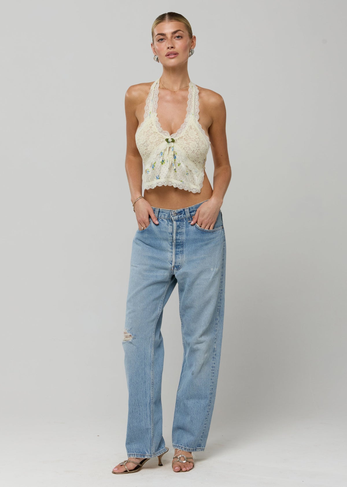 This is an image of Kaia Top in Bluebell - RESA featuring a model wearing the dress