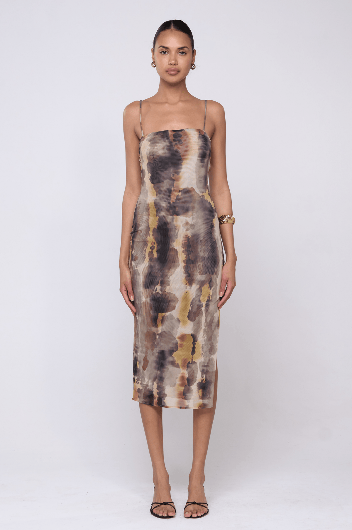 This is an image of Kiele Dress in Dusk - RESA featuring a model wearing the dress
