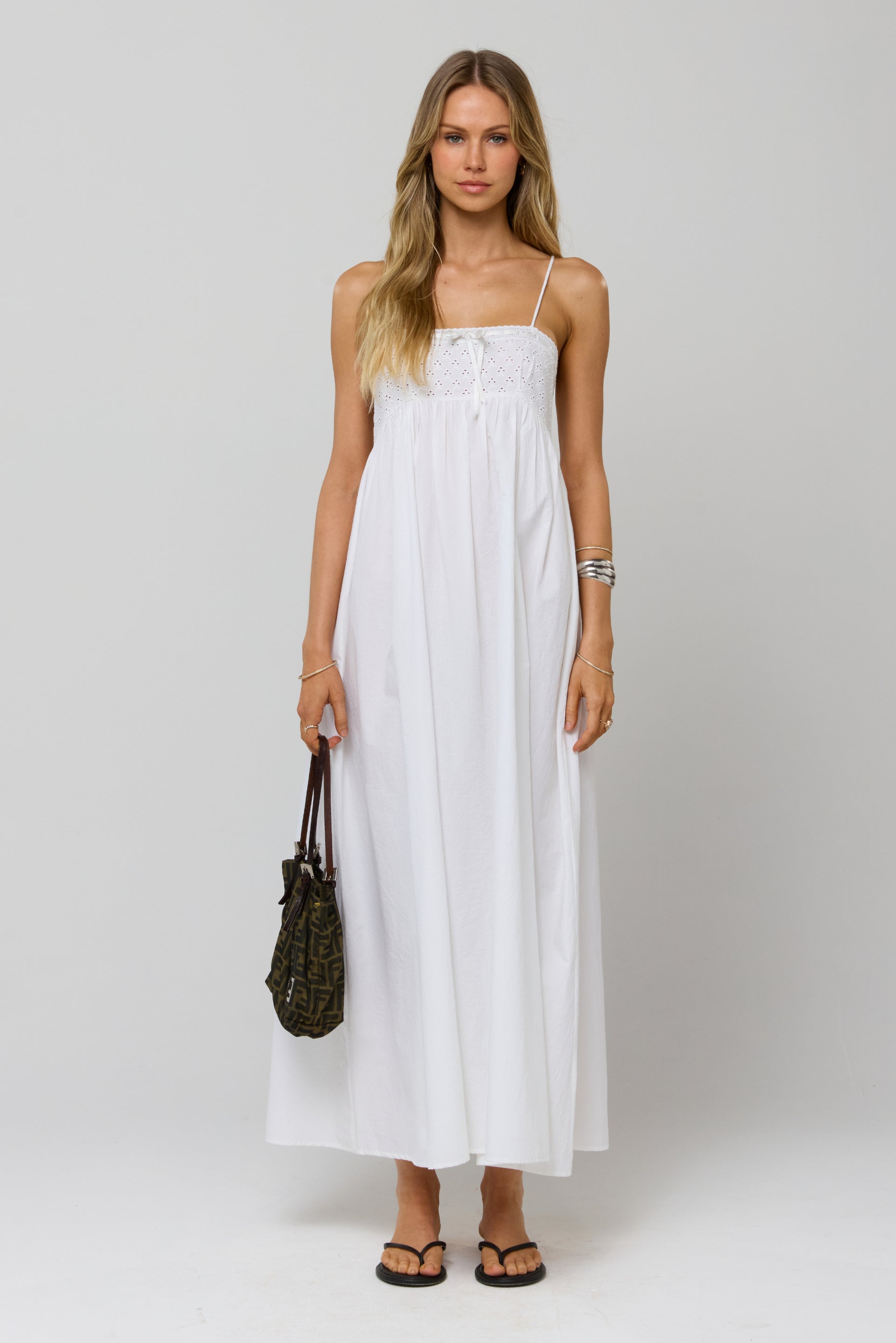 Kira Dress in White Eyelet M / White Eyelet