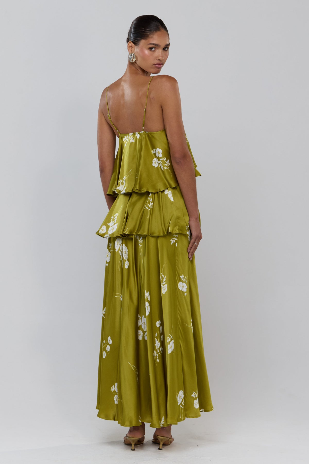 This is an image of Kora in Moss - RESA featuring a model wearing the dress
