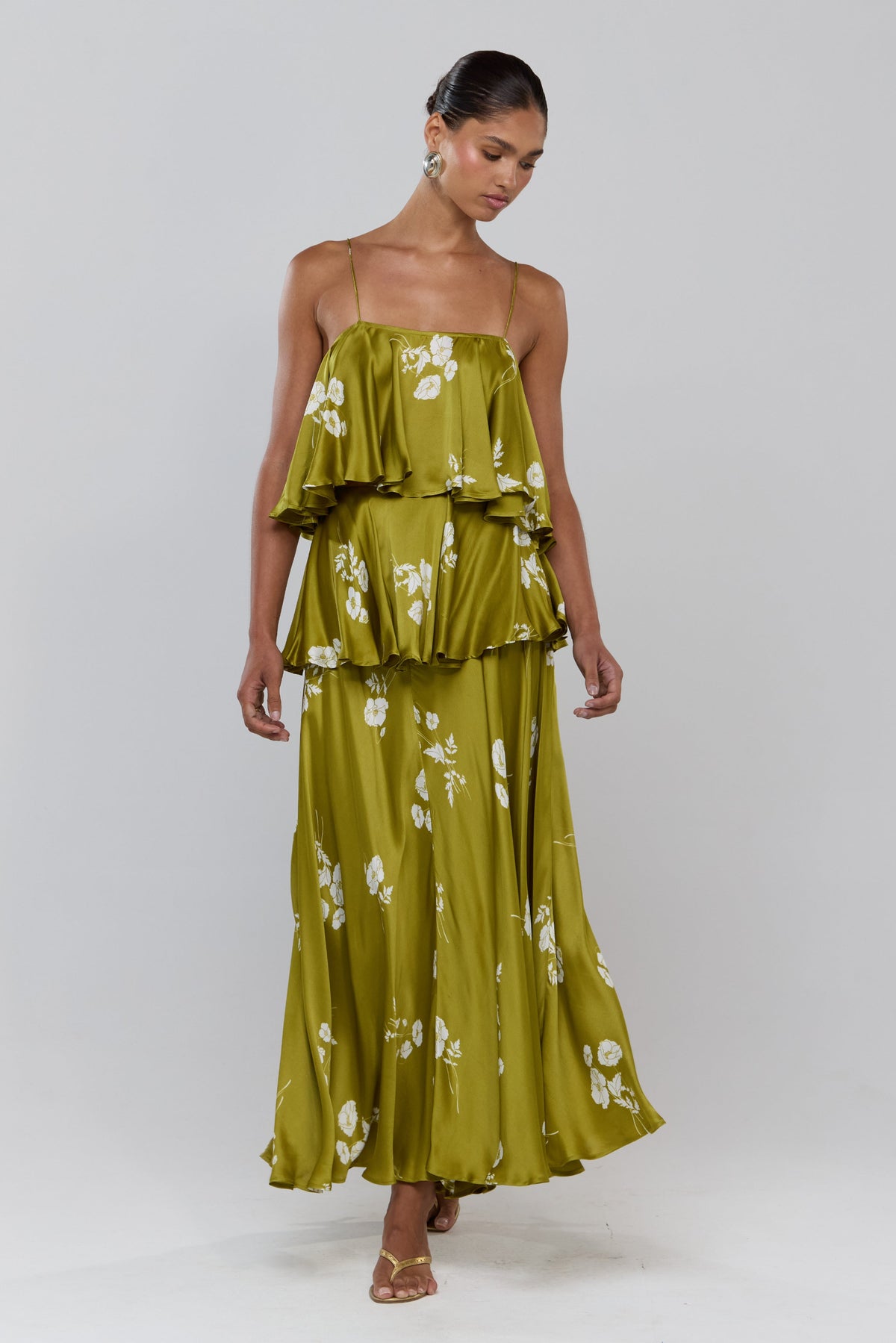This is an image of Kora in Moss - RESA featuring a model wearing the dress