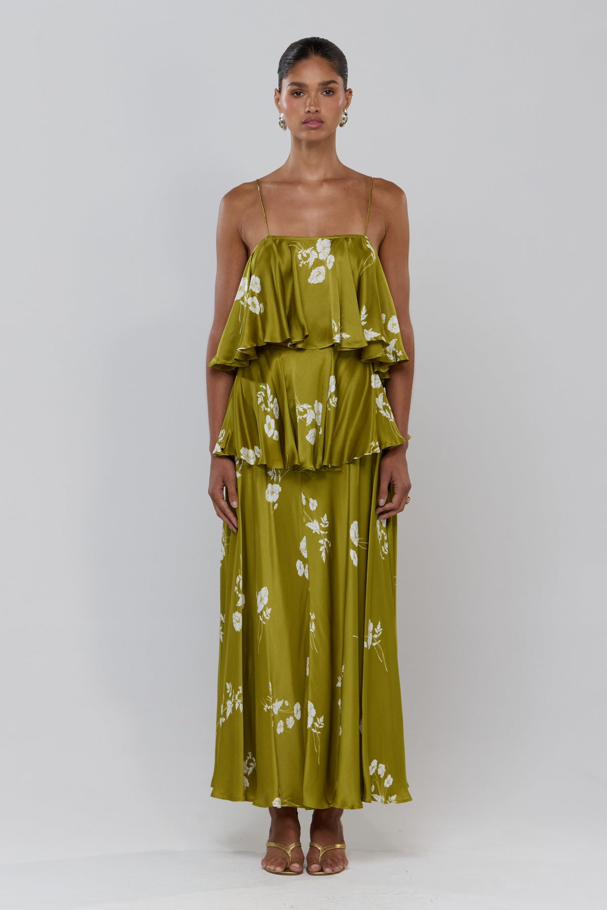 This is an image of Kora in Moss - RESA featuring a model wearing the dress
