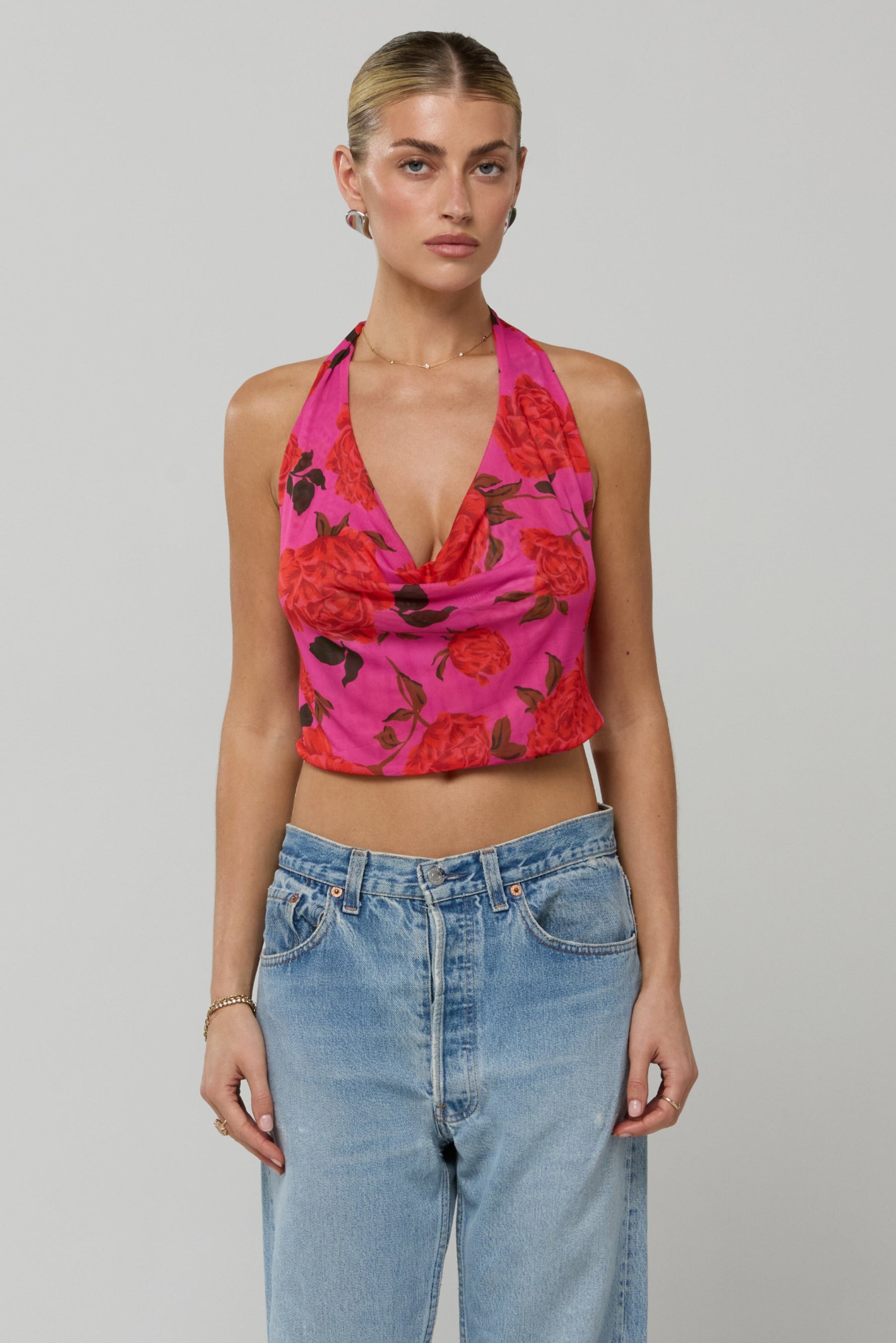 This is an image of Lea Top in Rosebud - RESA featuring a model wearing the dress