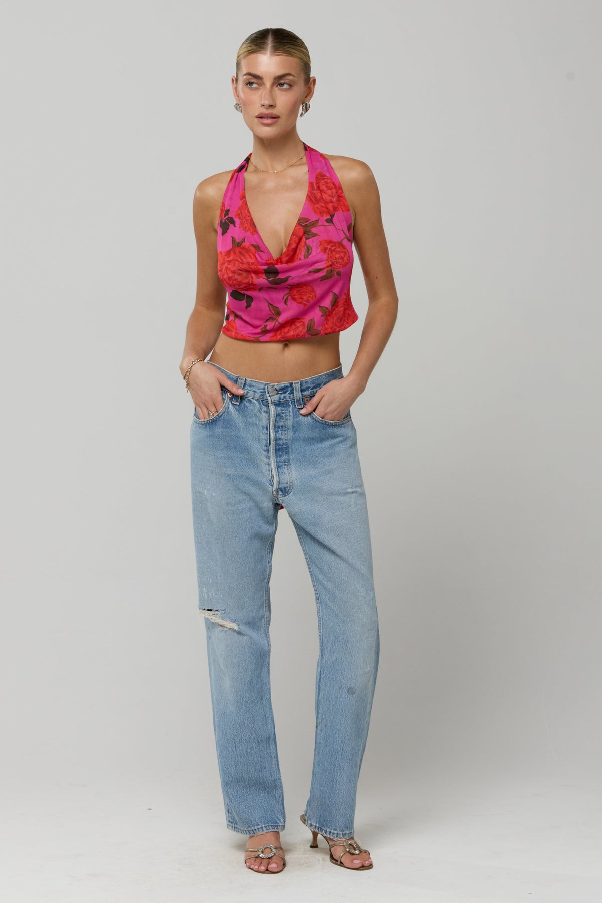 This is an image of Lea Top in Rosebud - RESA featuring a model wearing the dress