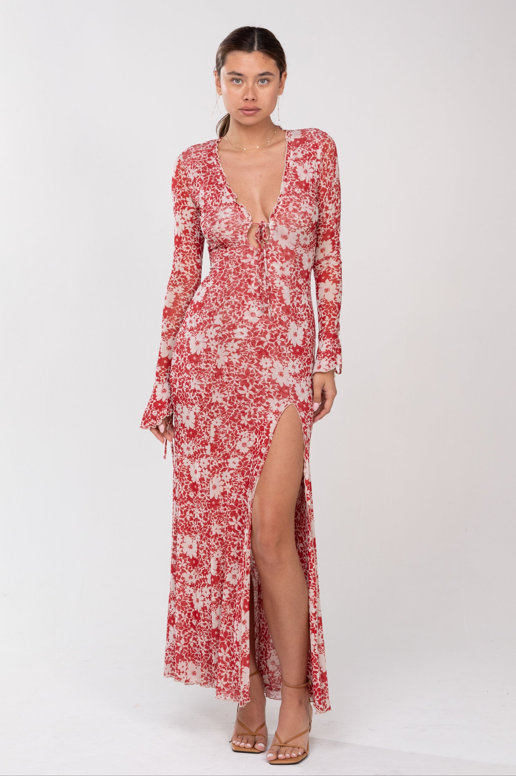 This is an image of LENNON IN MAGNOLIA - SAMPLE SALE - RESA featuring a model wearing the dress