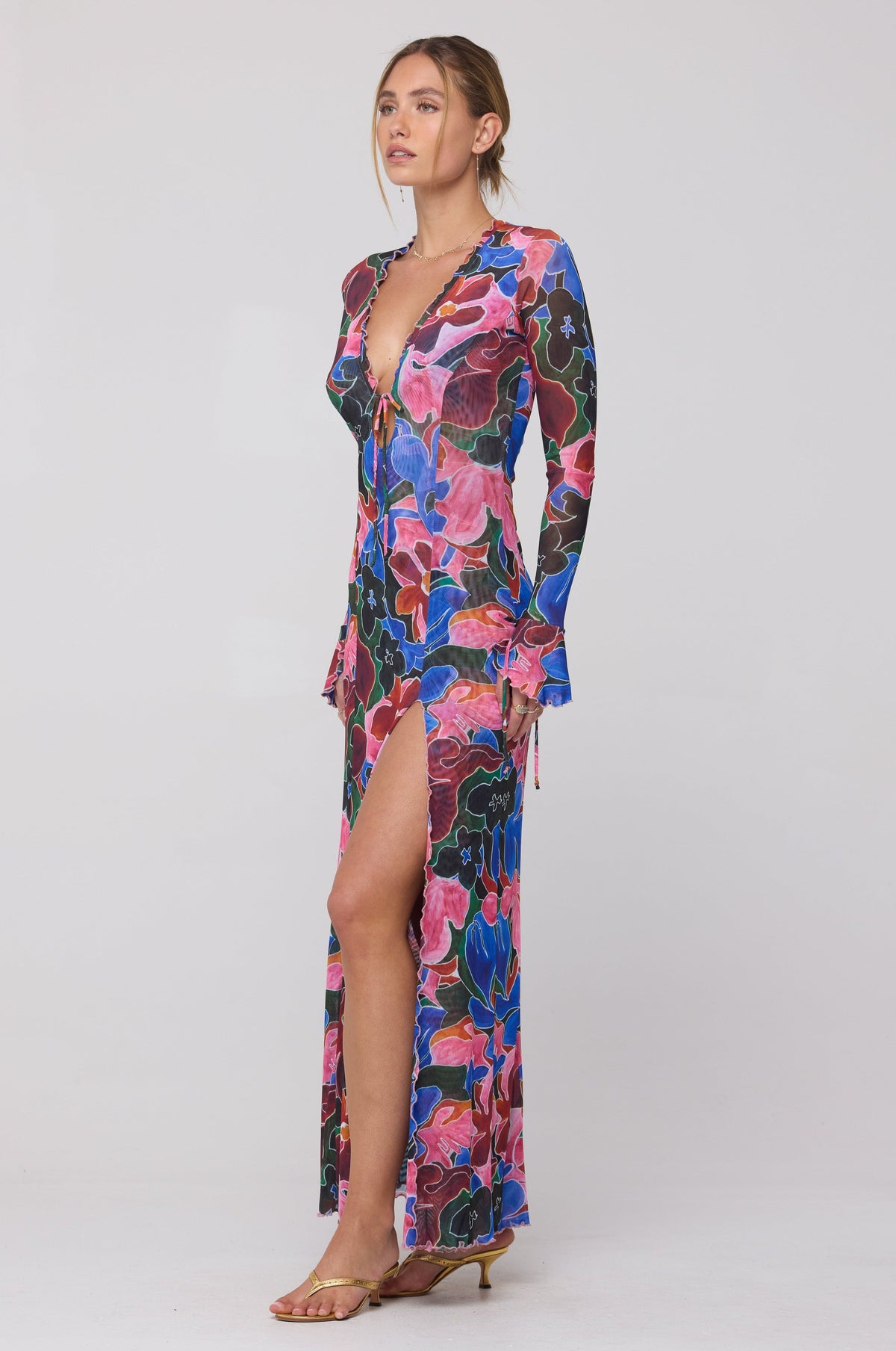 This is an image of Lennon Maxi in Ares - RESA featuring a model wearing the dress