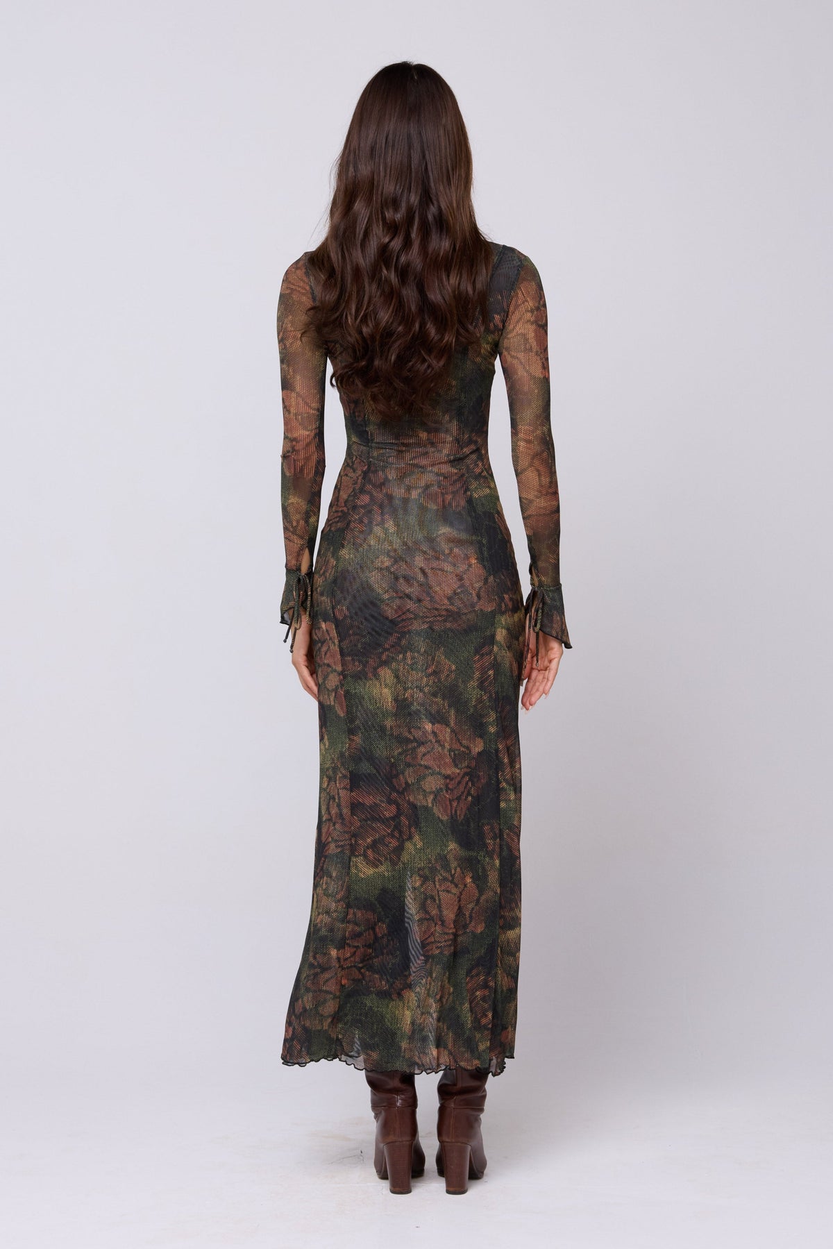 This is an image of Lennon Maxi in Autumn - RESA featuring a model wearing the dress