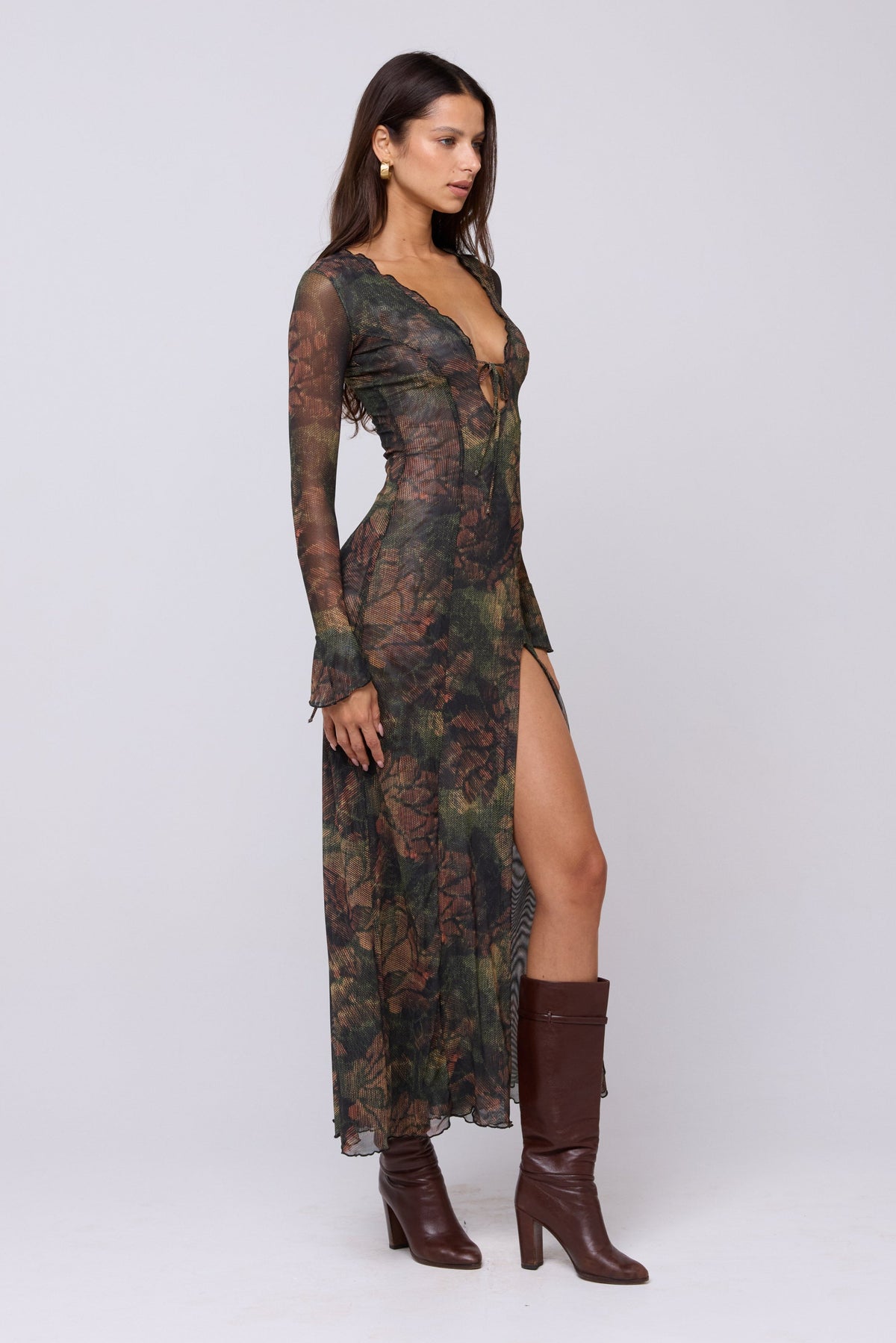 This is an image of Lennon Maxi in Autumn - RESA featuring a model wearing the dress