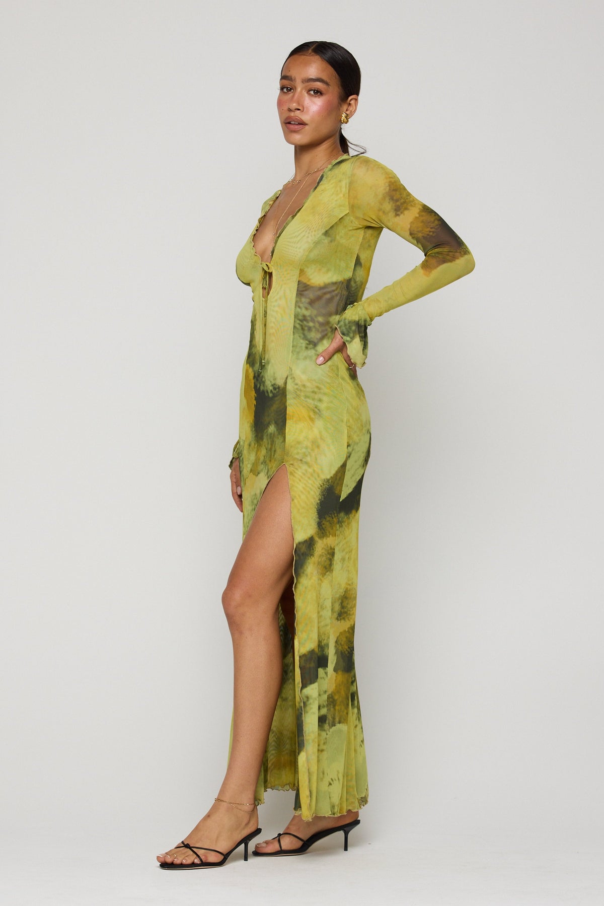 This is an image of Lennon Maxi in Moonshadow - RESA featuring a model wearing the dress