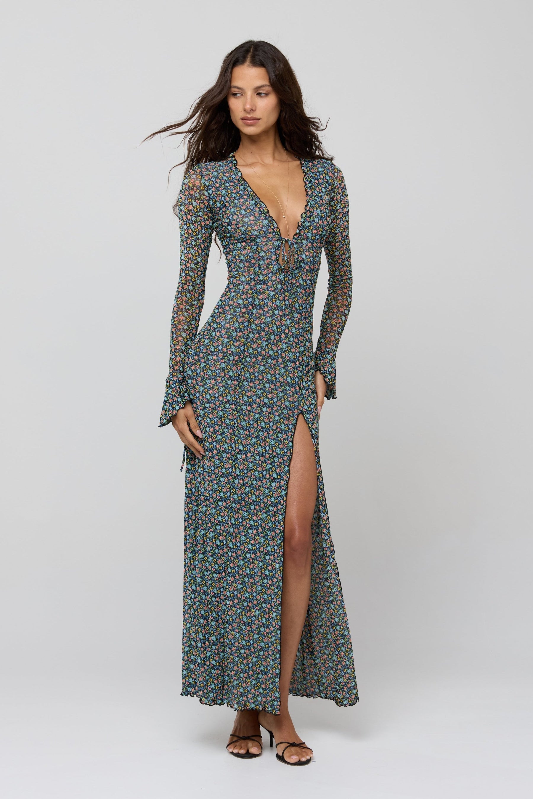 This is an image of Lennon Maxi in Paros - RESA featuring a model wearing the dress