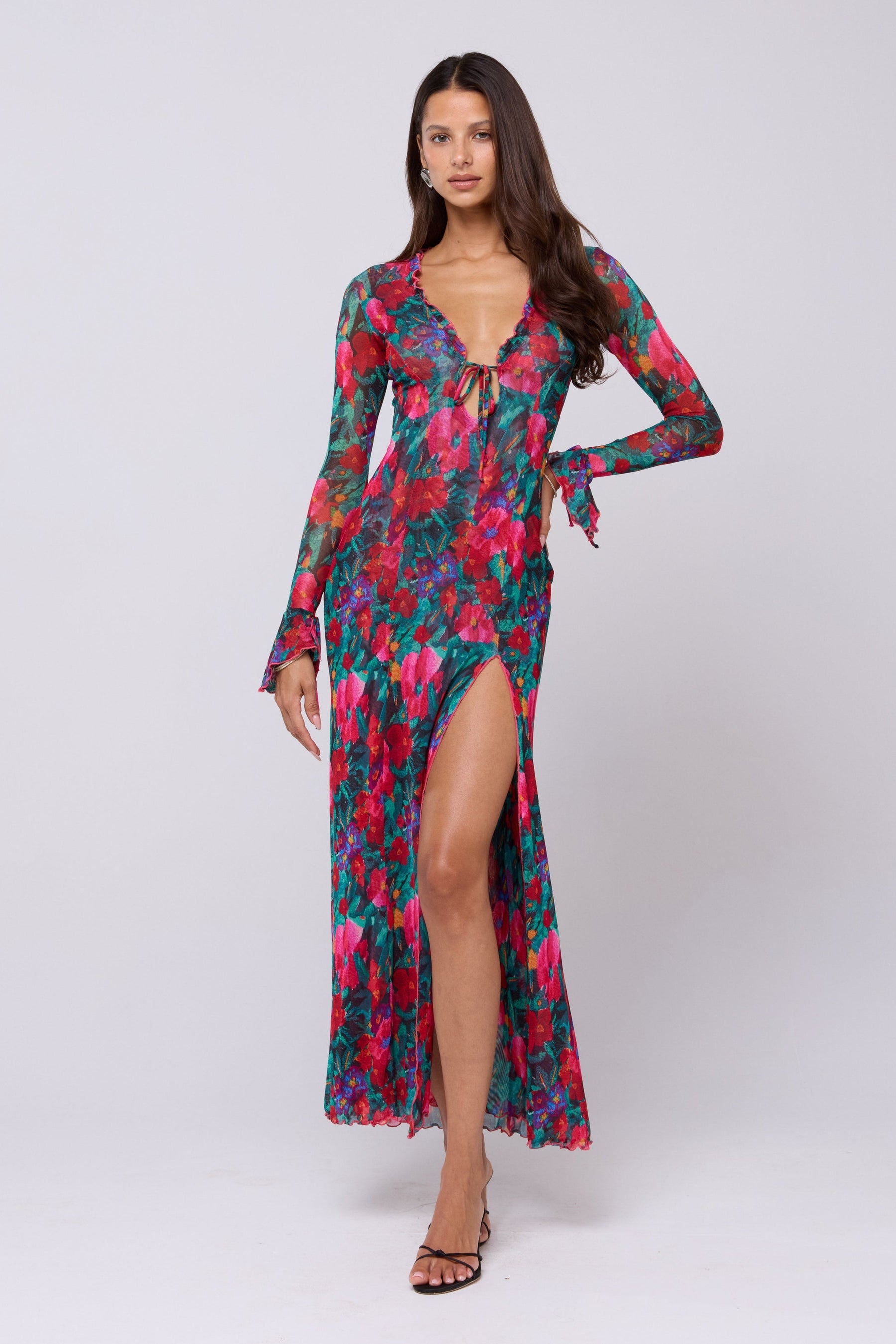 This is an image of Lennon Maxi in Resort - RESA featuring a model wearing the dress