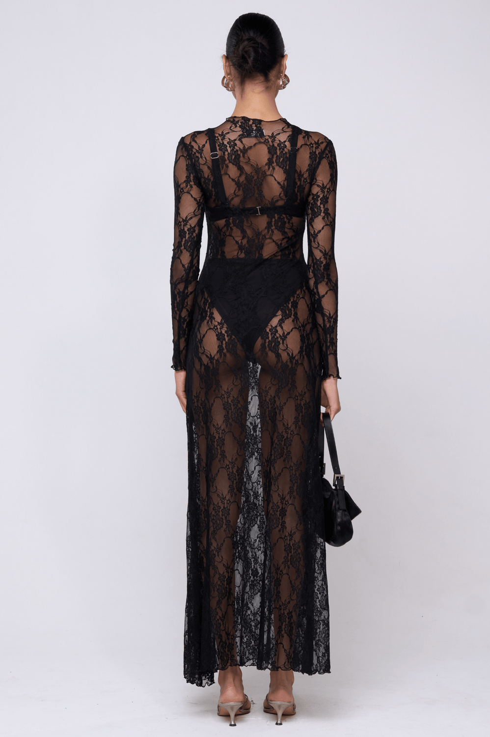 Lyon Lace Dress in Black Lace
