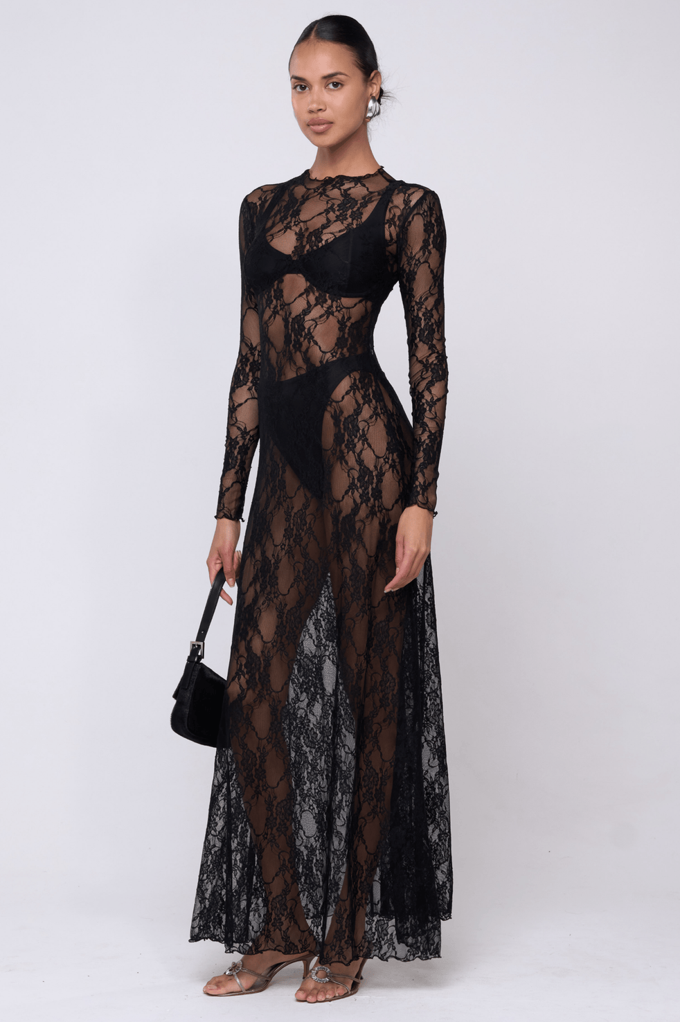 Lyon Lace Dress in Black Lace Xs / Black Lace