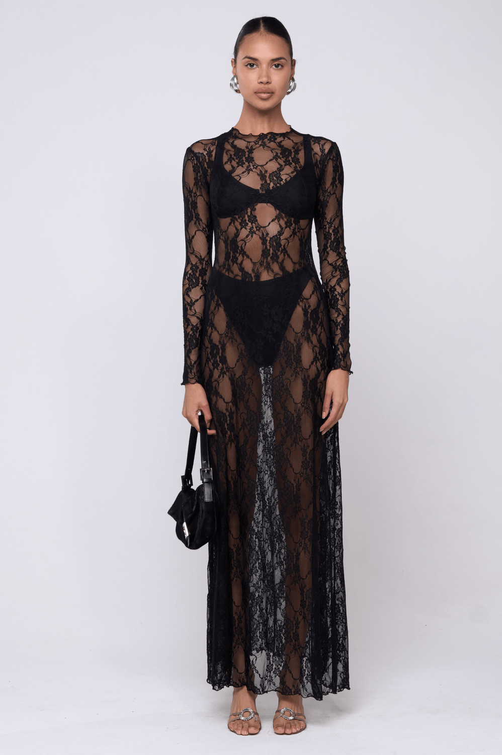 Lyon Lace Dress in Black Lace