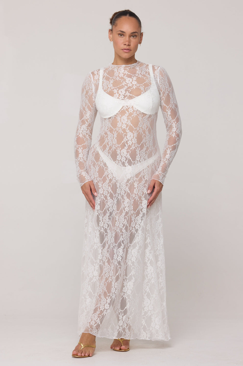 Lyon Lace Dress in White Lace  RESA