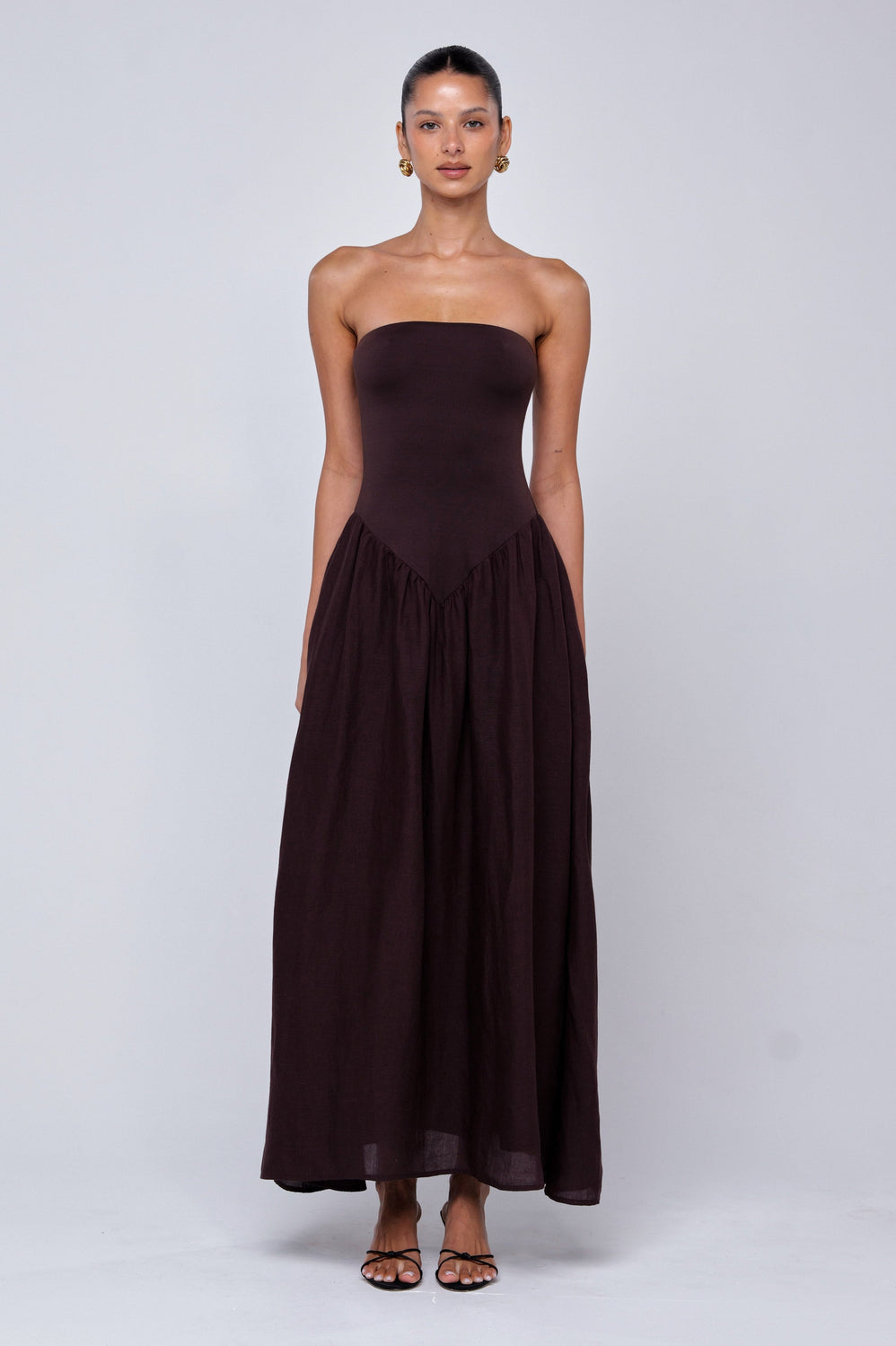 dark brown linen dress Mackenzie in XL / Brown Linen SHEIN Plus Belle 1XL In deep brown end_use:OCCASION color:Burgundy