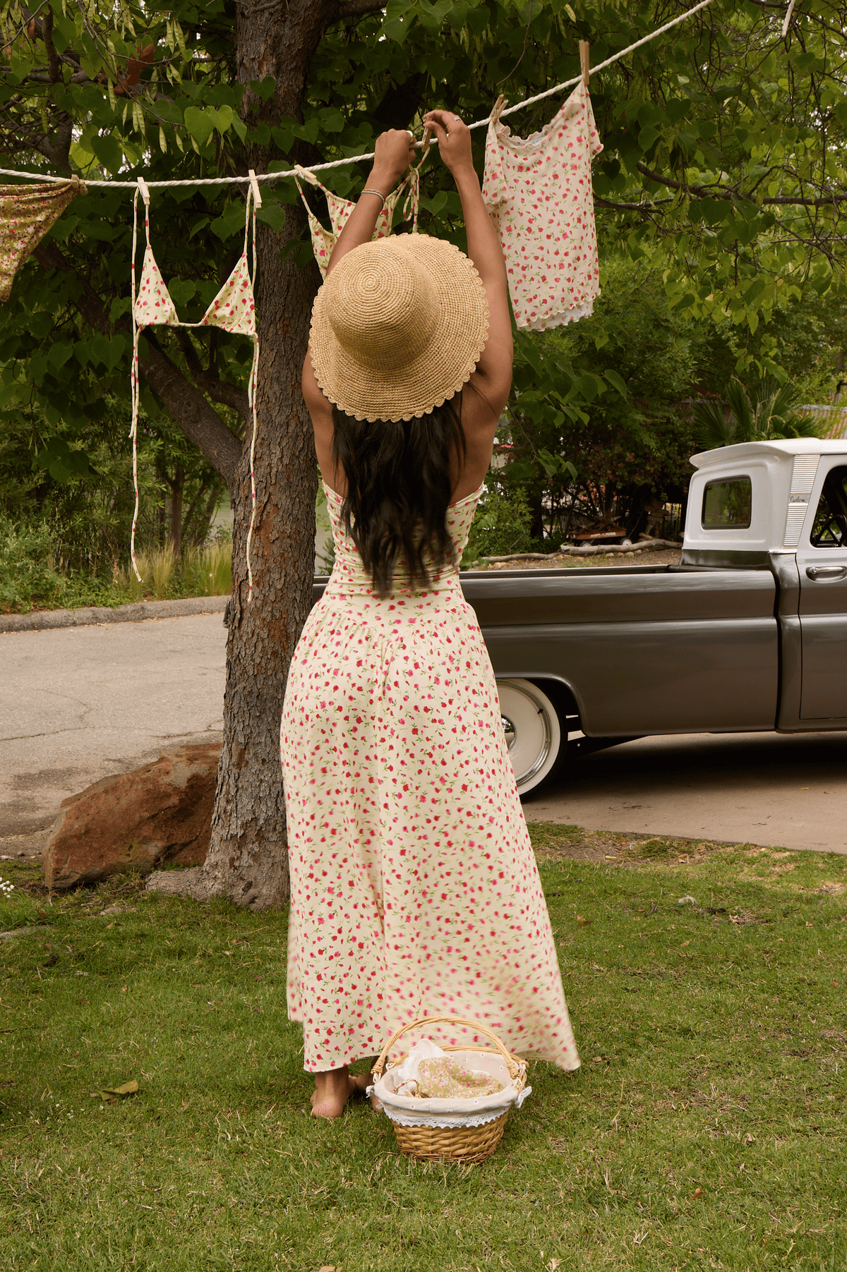 This is an image of Mackenzie Dress in Buttercream - RESA featuring a model wearing the dress