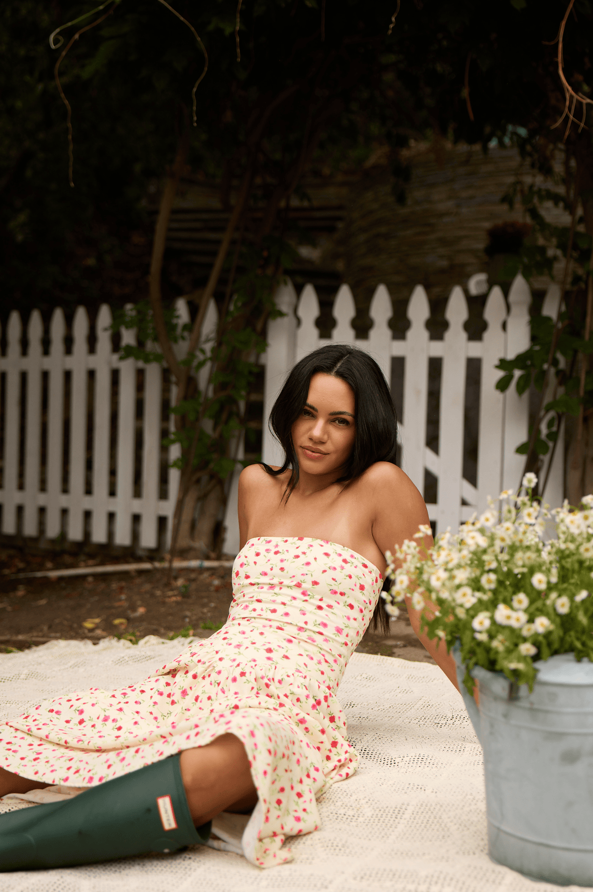 This is an image of Mackenzie Dress in Buttercream - RESA featuring a model wearing the dress