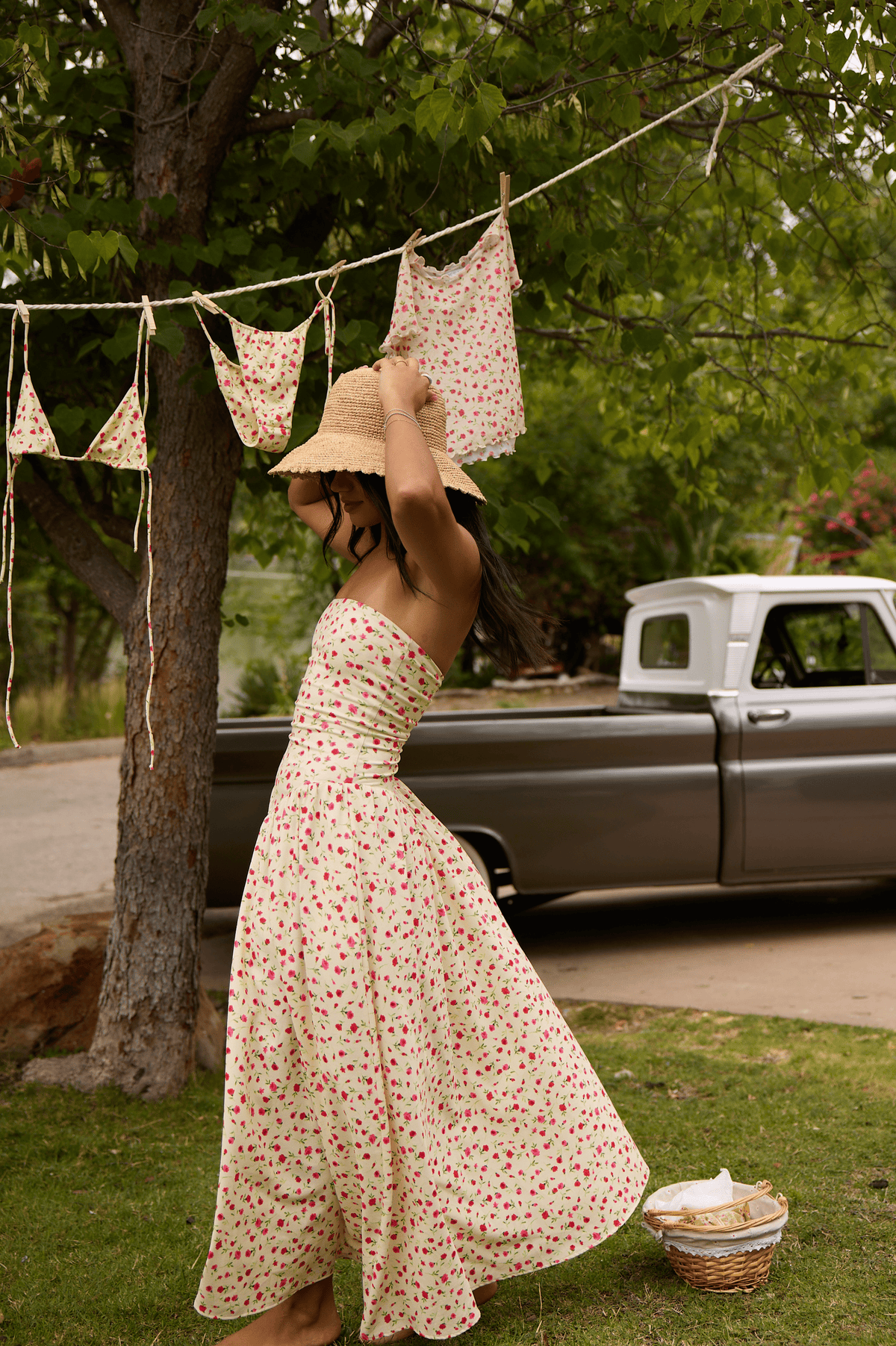 This is an image of Mackenzie Dress in Buttercream - RESA featuring a model wearing the dress