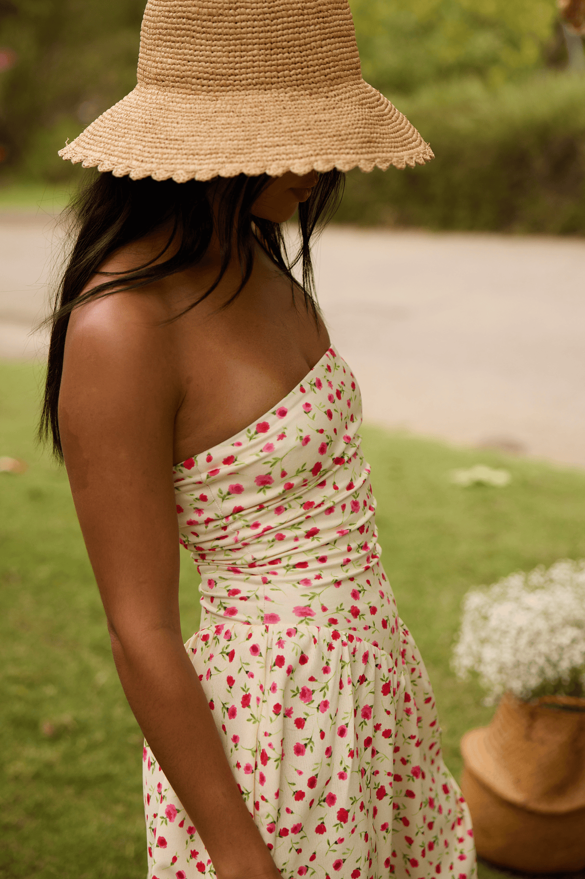 This is an image of Mackenzie Dress in Buttercream - RESA featuring a model wearing the dress