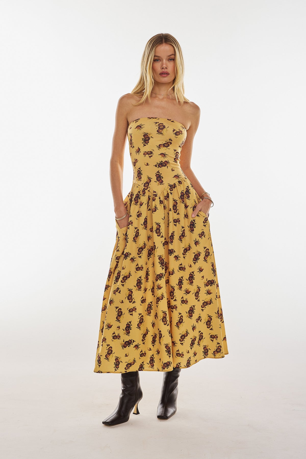 This is an image of Mackenzie Dress in Dandelion - RESA featuring a model wearing the dress