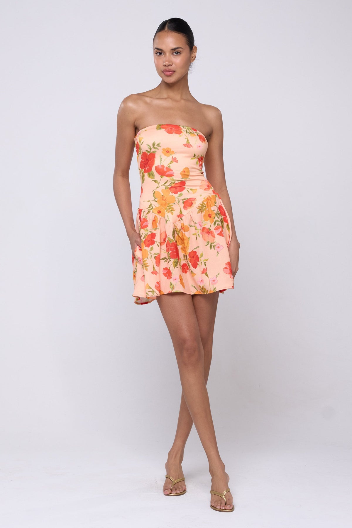 This is an image of Makie Dress in Ginger - Archive - RESA featuring a model wearing the dress