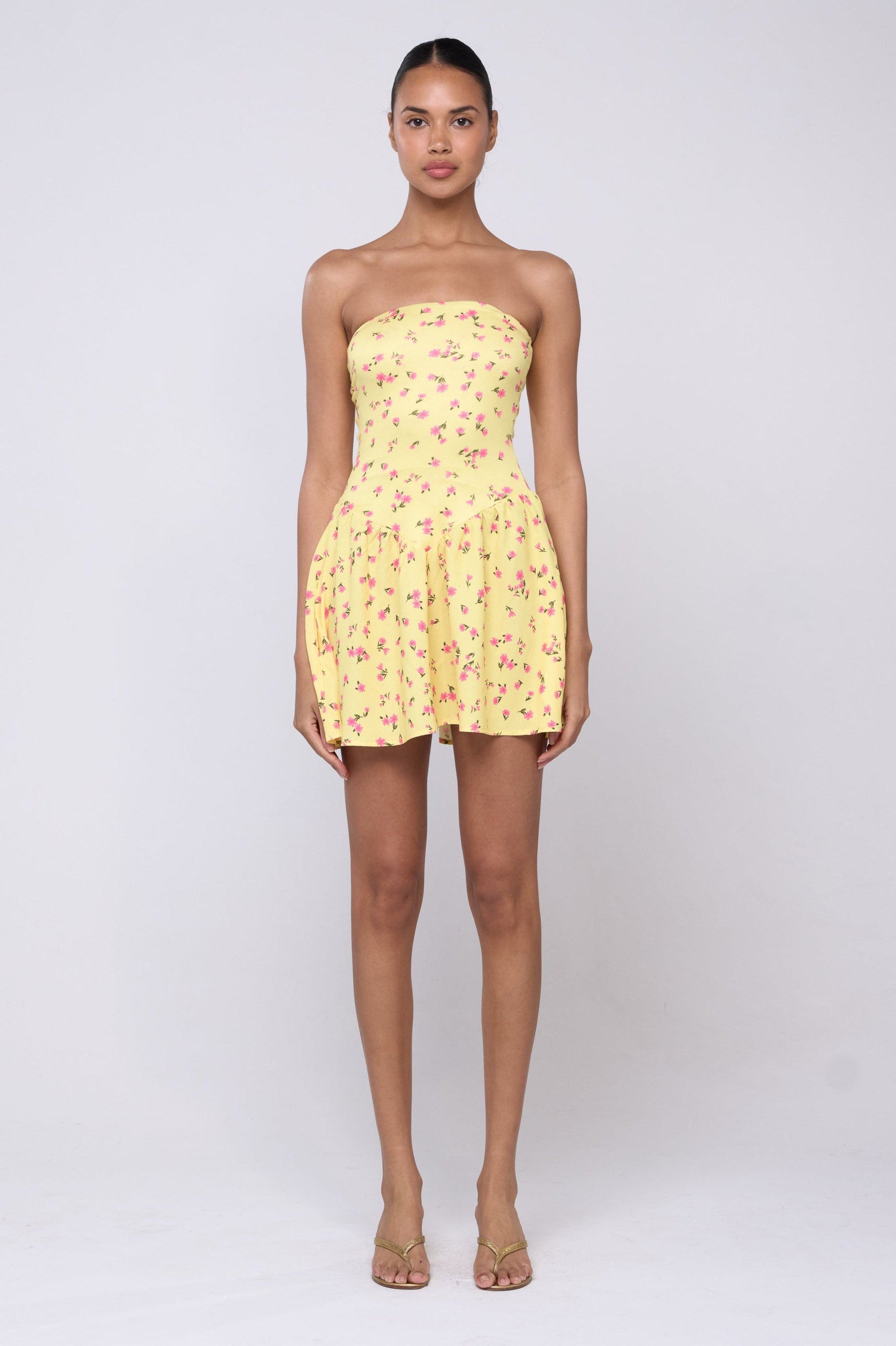 This is an image of MAKIE DRESS IN HONEY - SAMPLE SALE - RESA featuring a model wearing the dress