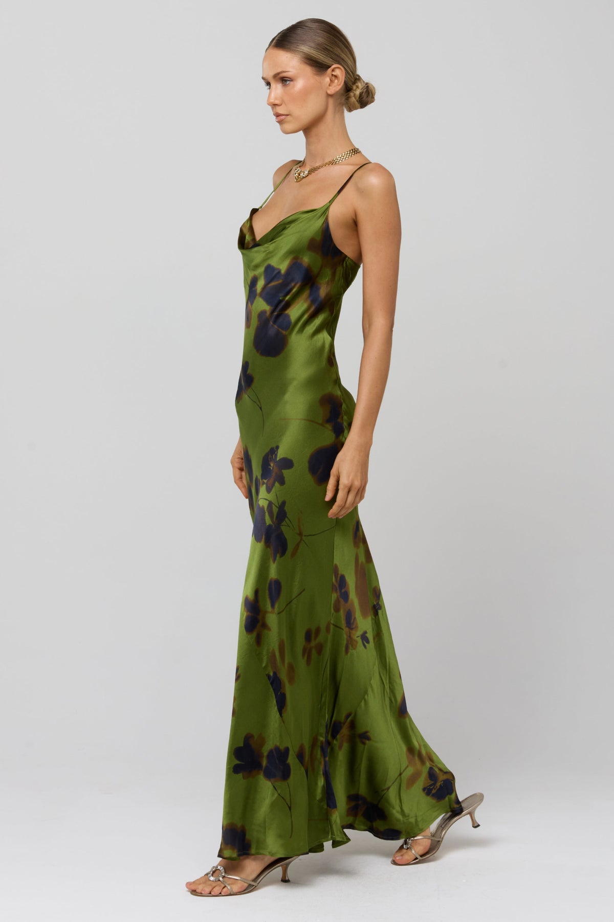 This is an image of Margot Dress in Evergreen - RESA featuring a model wearing the dress