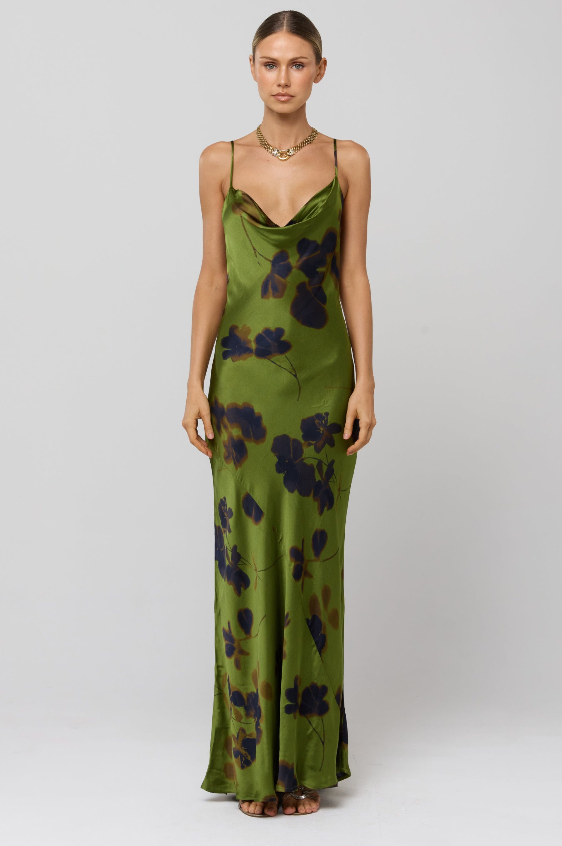 This is an image of Margot Dress in Evergreen - RESA featuring a model wearing the dress