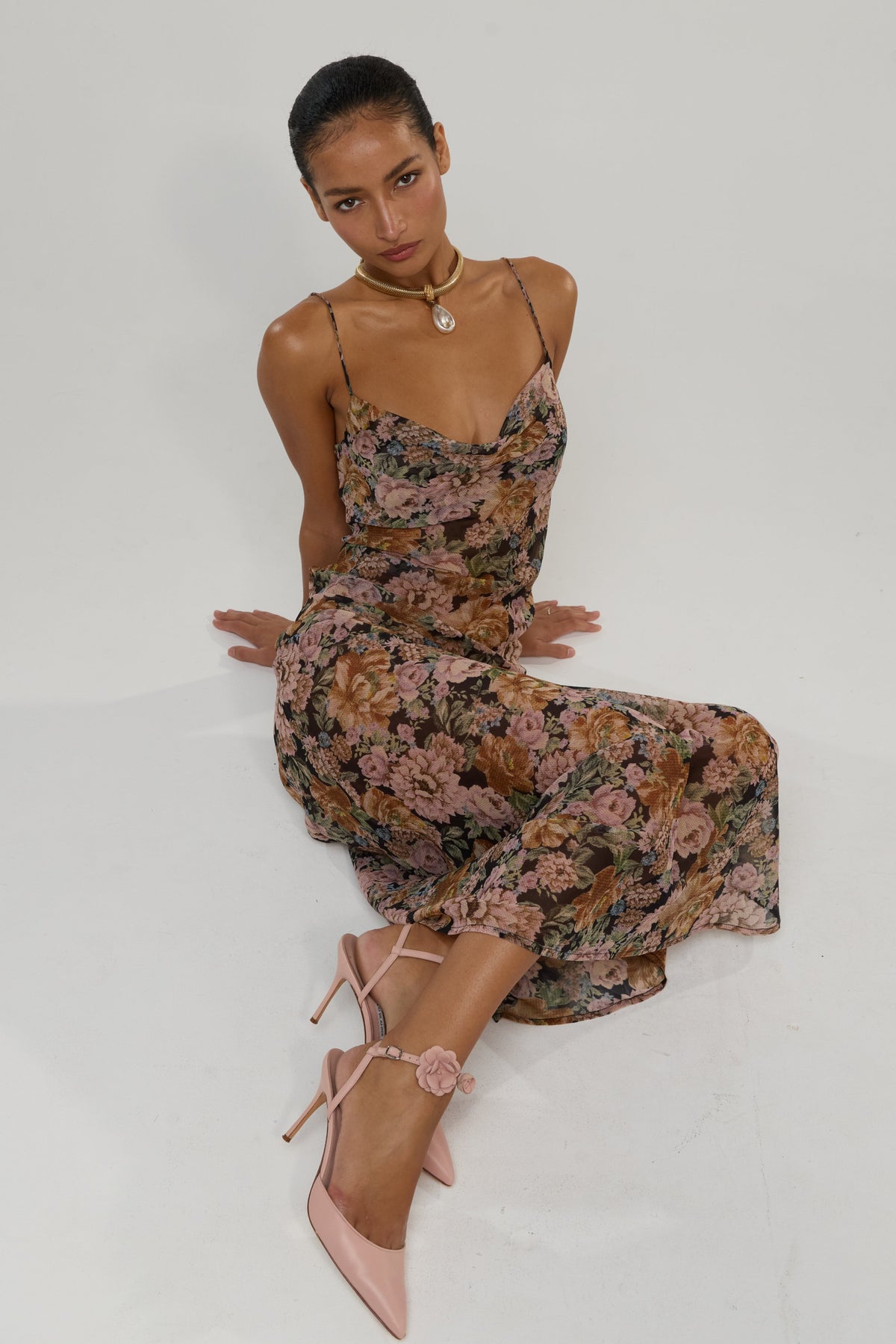 This is an image of Margot in Antique - RESA featuring a model wearing the dress