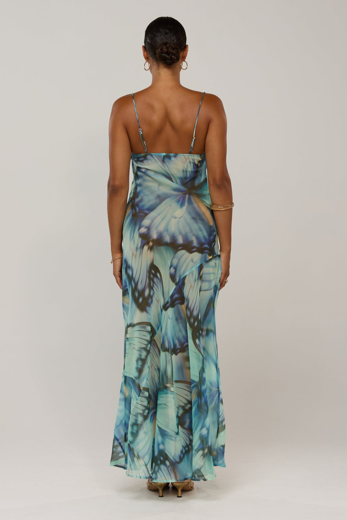 This is an image of Margot in Chiffon Mariposa - RESA featuring a model wearing the dress