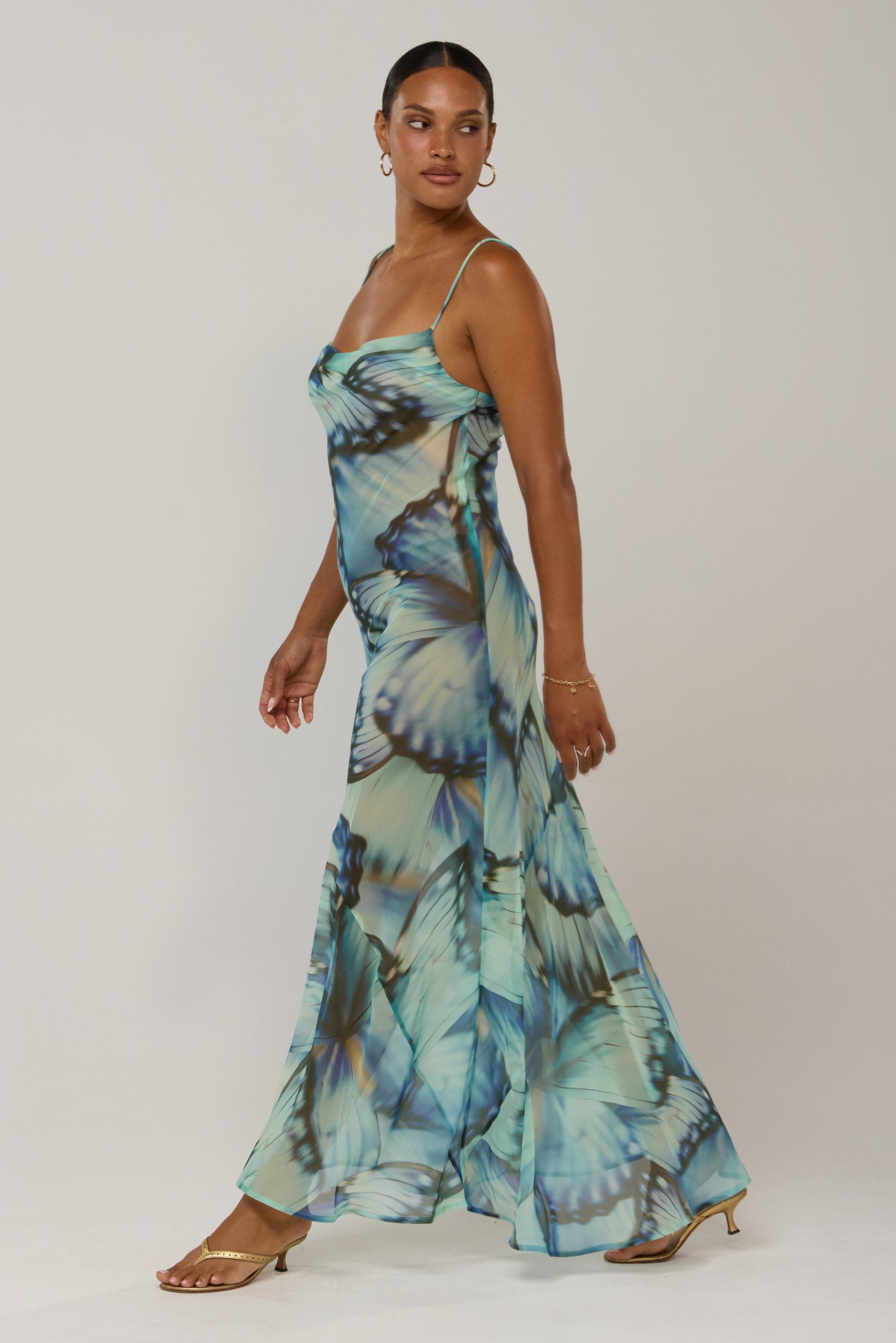 This is an image of Margot in Chiffon Mariposa - RESA featuring a model wearing the dress