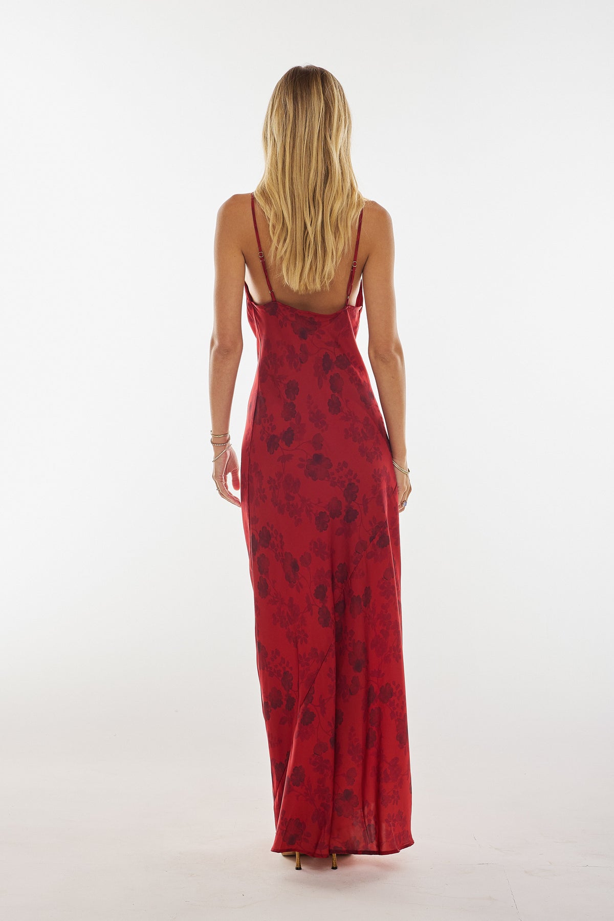 This is an image of Margot Maxi in Red Currant - RESA featuring a model wearing the dress