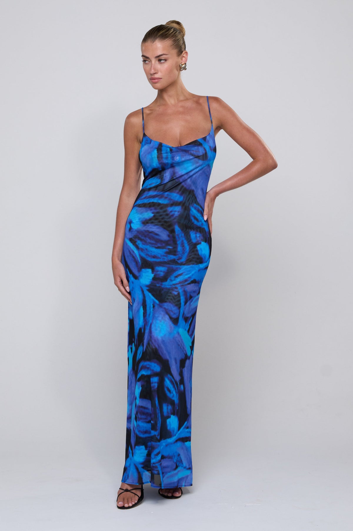This is an image of Margot Mesh Maxi in Lagoon - RESA featuring a model wearing the dress