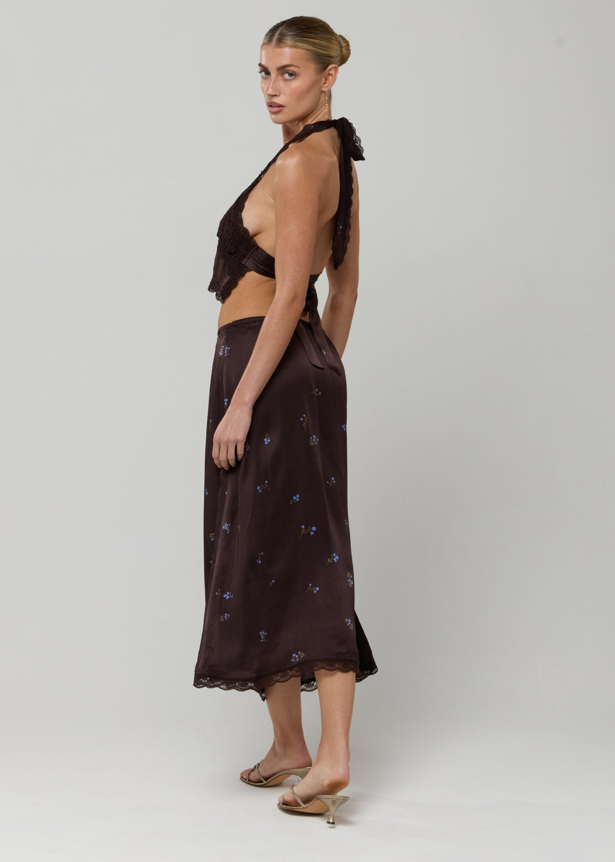 This is an image of Maxwell Skirt in Blythe - RESA featuring a model wearing the dress