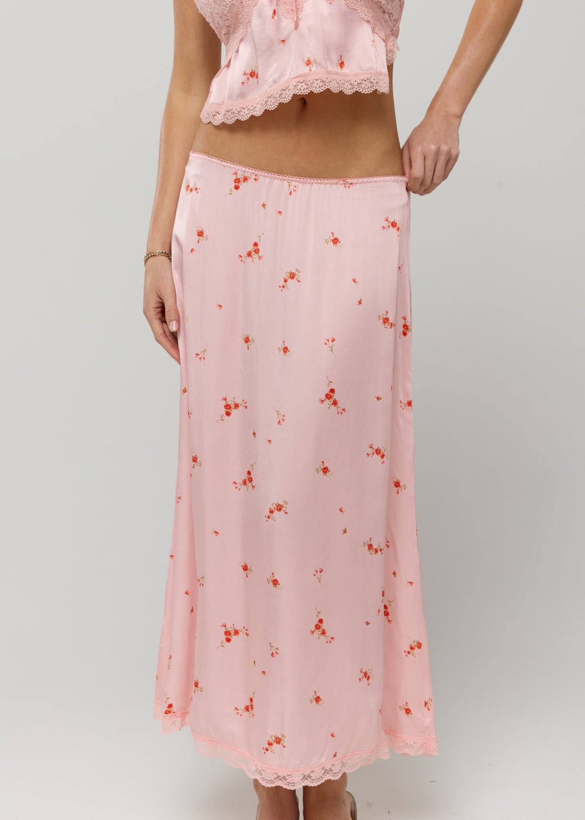 This is an image of Maxwell Skirt in Sweet Pea - RESA featuring a model wearing the dress