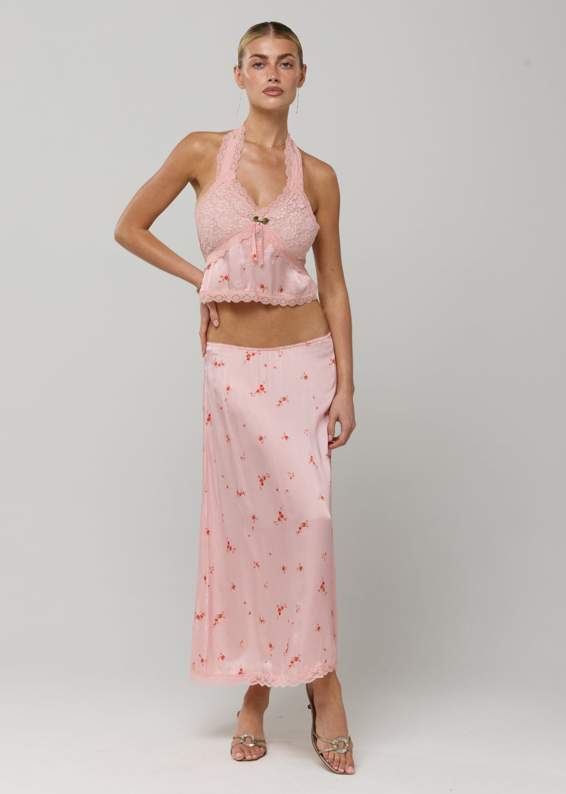 This is an image of Maxwell Skirt in Sweet Pea - RESA featuring a model wearing the dress