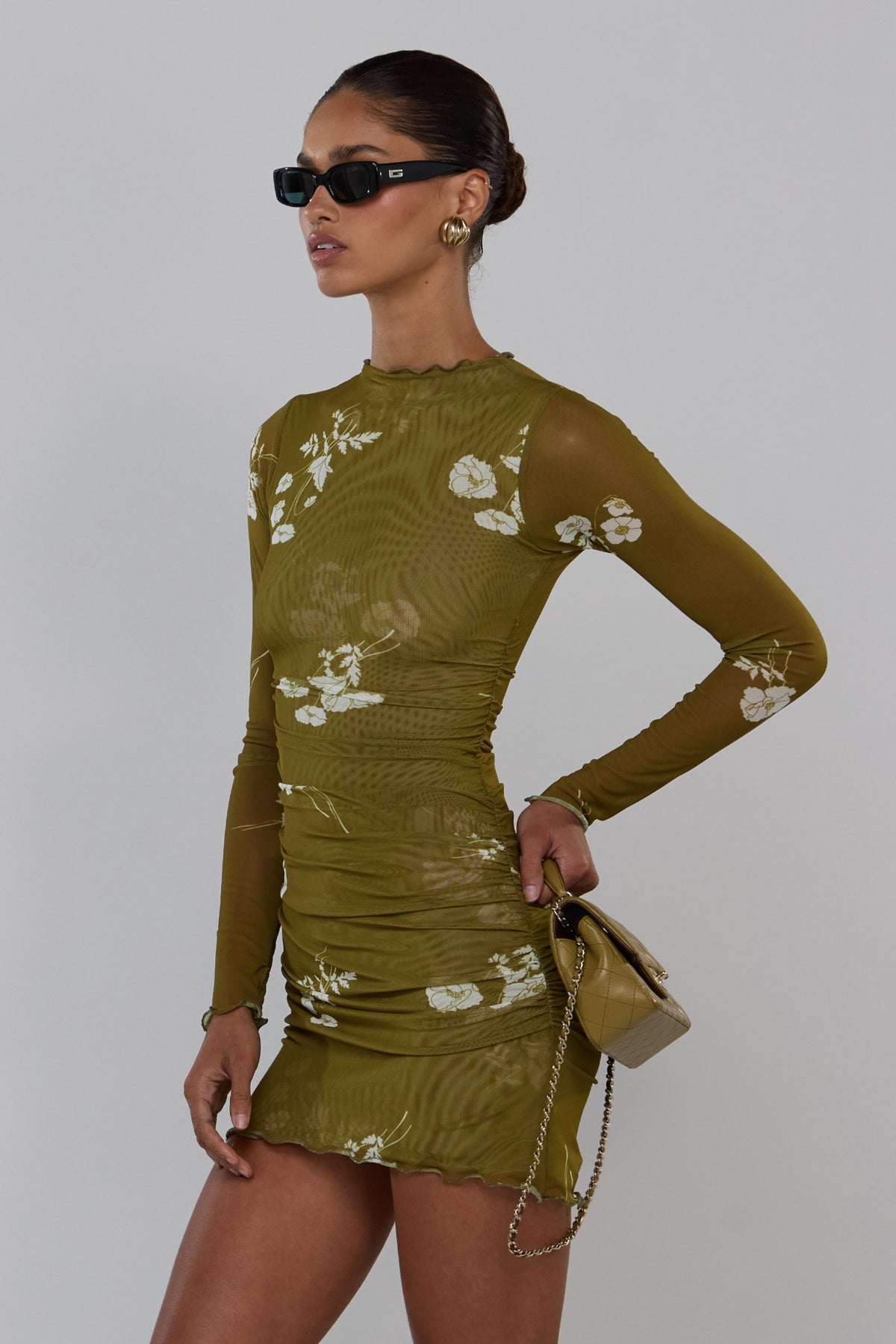 This is an image of Mecca in Moss - RESA featuring a model wearing the dress