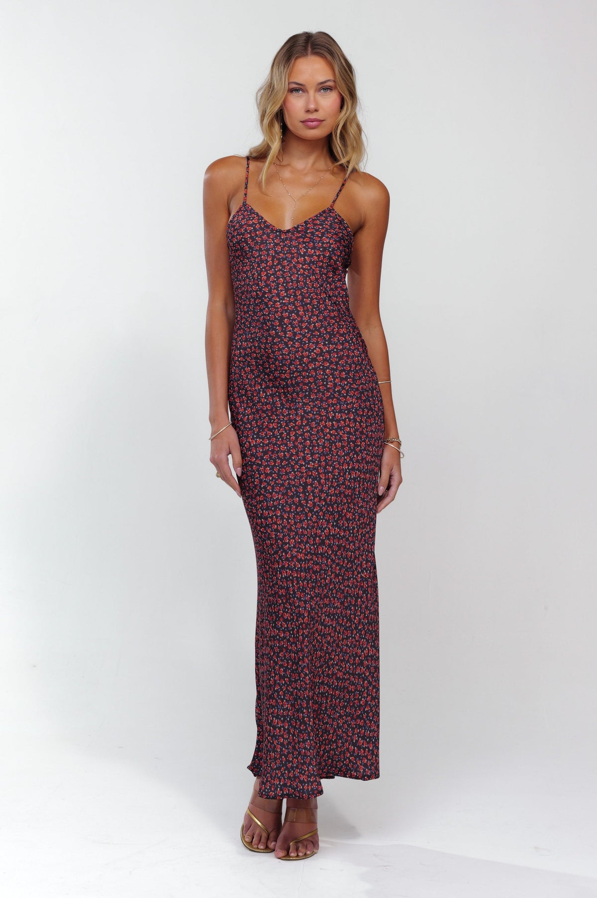 love the label micah sleeveless maxi dress Micah Sleeveless Satin High-Low Maxi Dress (Women)